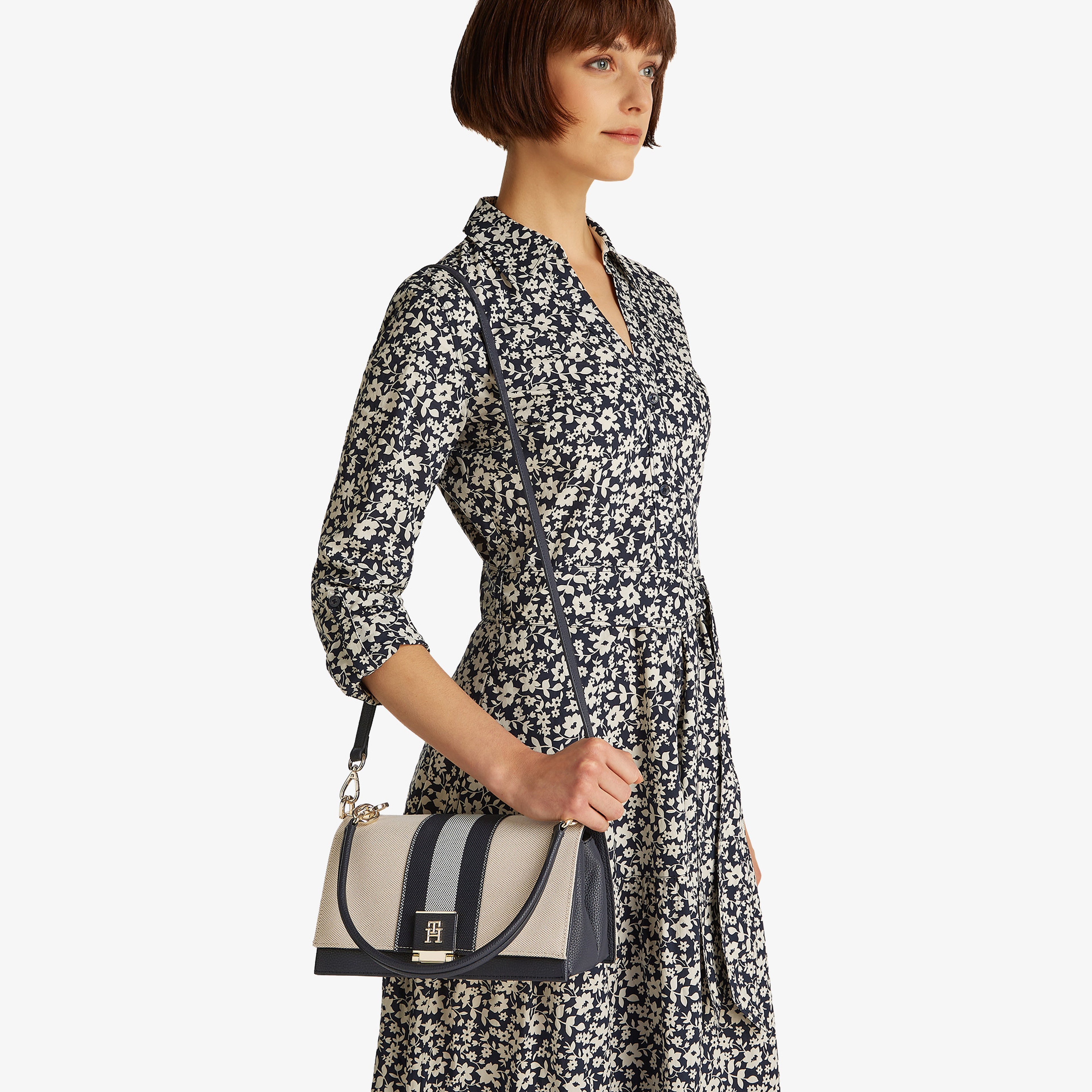 Tommy Hilfiger Crossover Canvas Kadın Mavi El Çantası