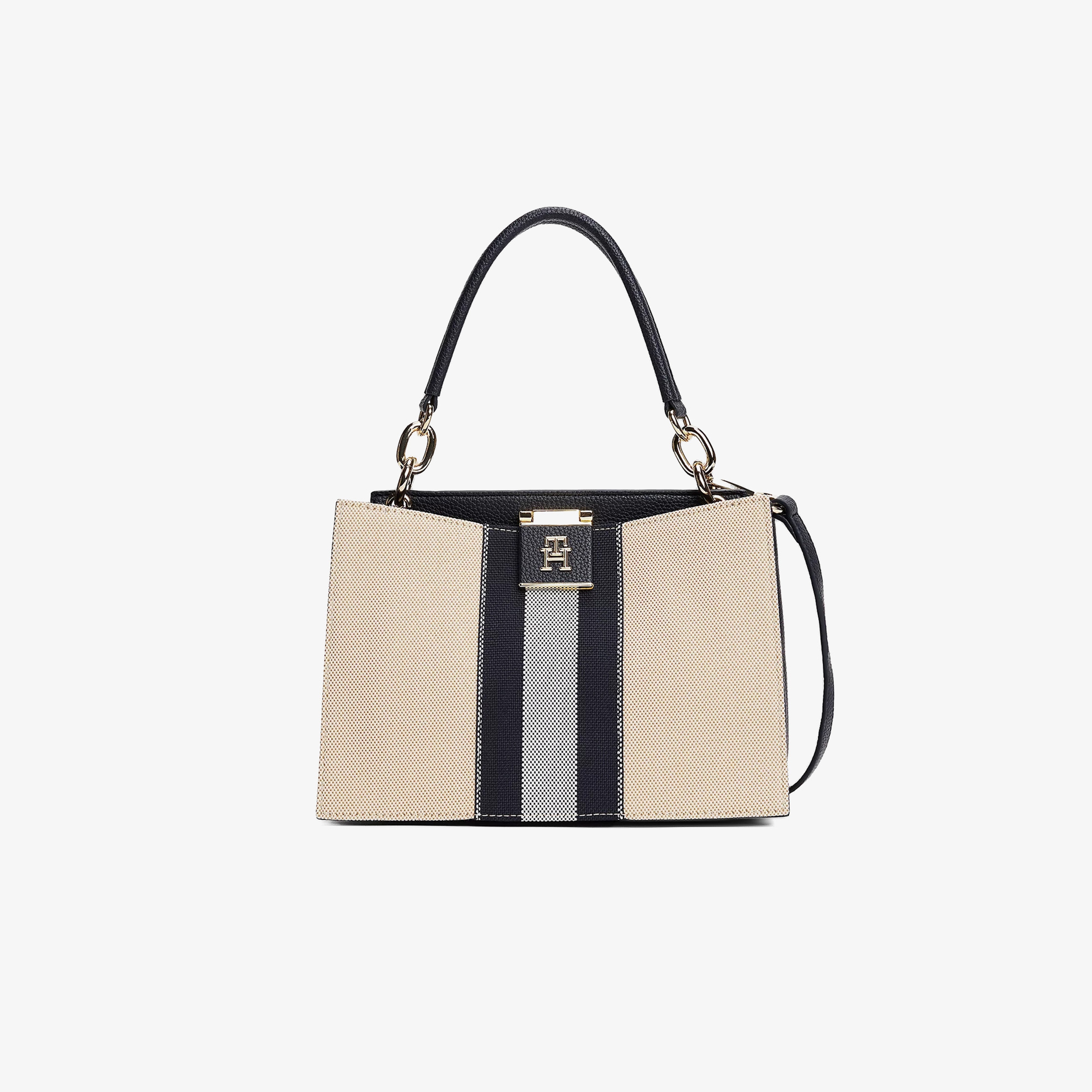 Tommy Hilfiger Mini Tote Canvas Stripe Kadın Krem El Çantası