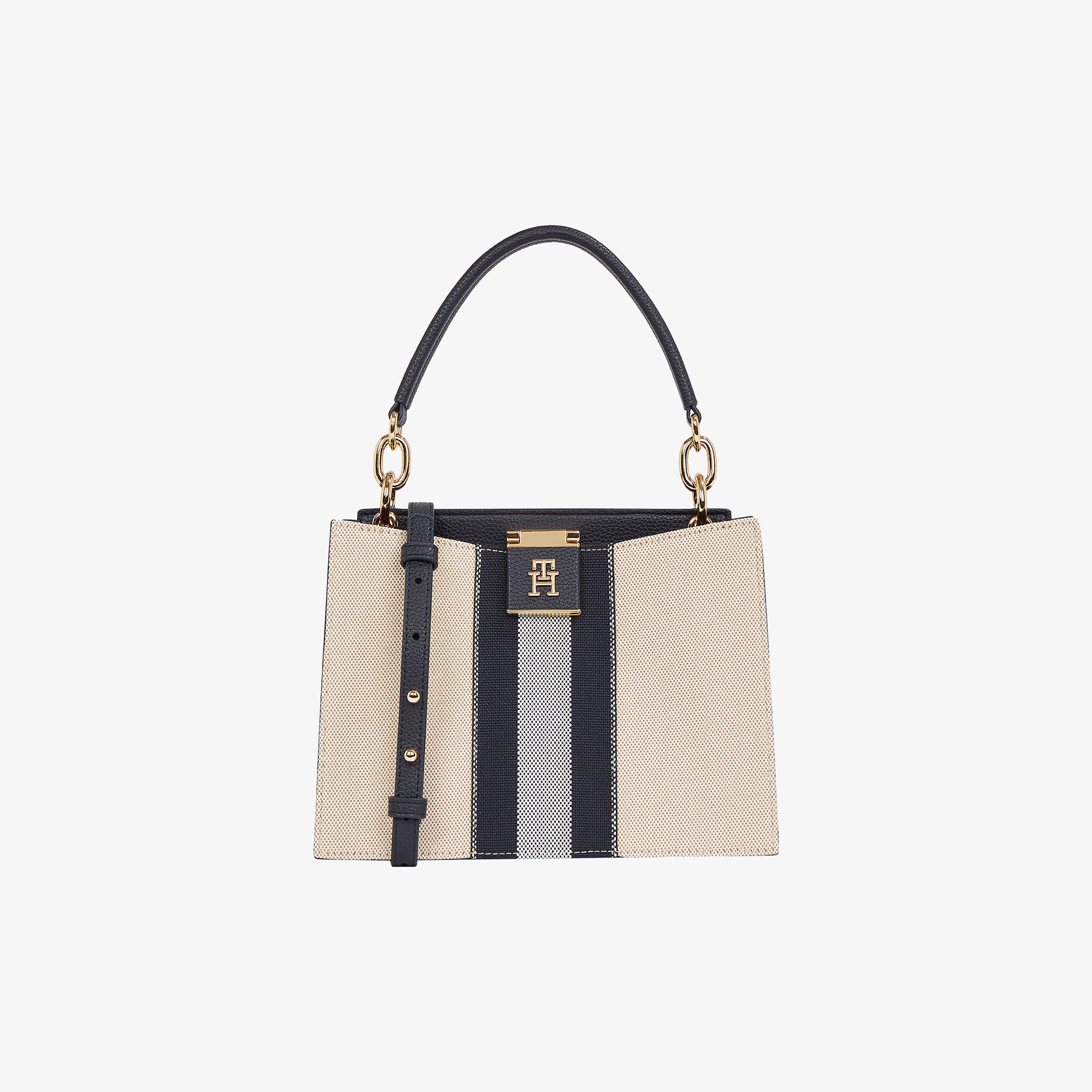 Tommy Hilfiger Mini Tote Canvas Stripe Kadın Krem El Çantası