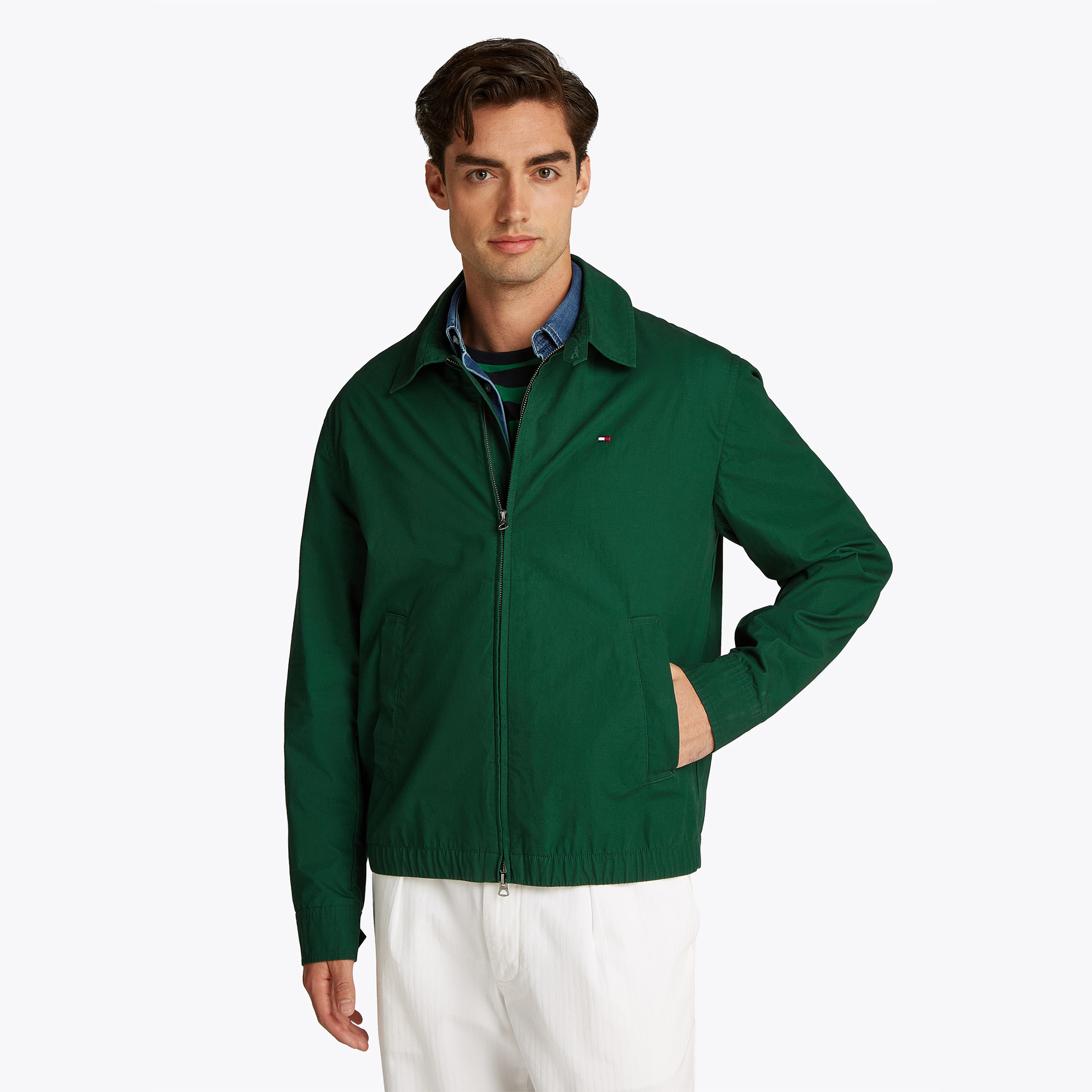 Tommy Hilfiger Lightweight Cotton Ivy Erkek Yeşil Ceket