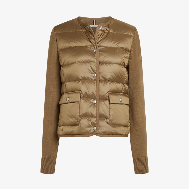 Tommy Hilfiger Ul Down Knit Mix Jkt Kadın Kahverengi Ceket