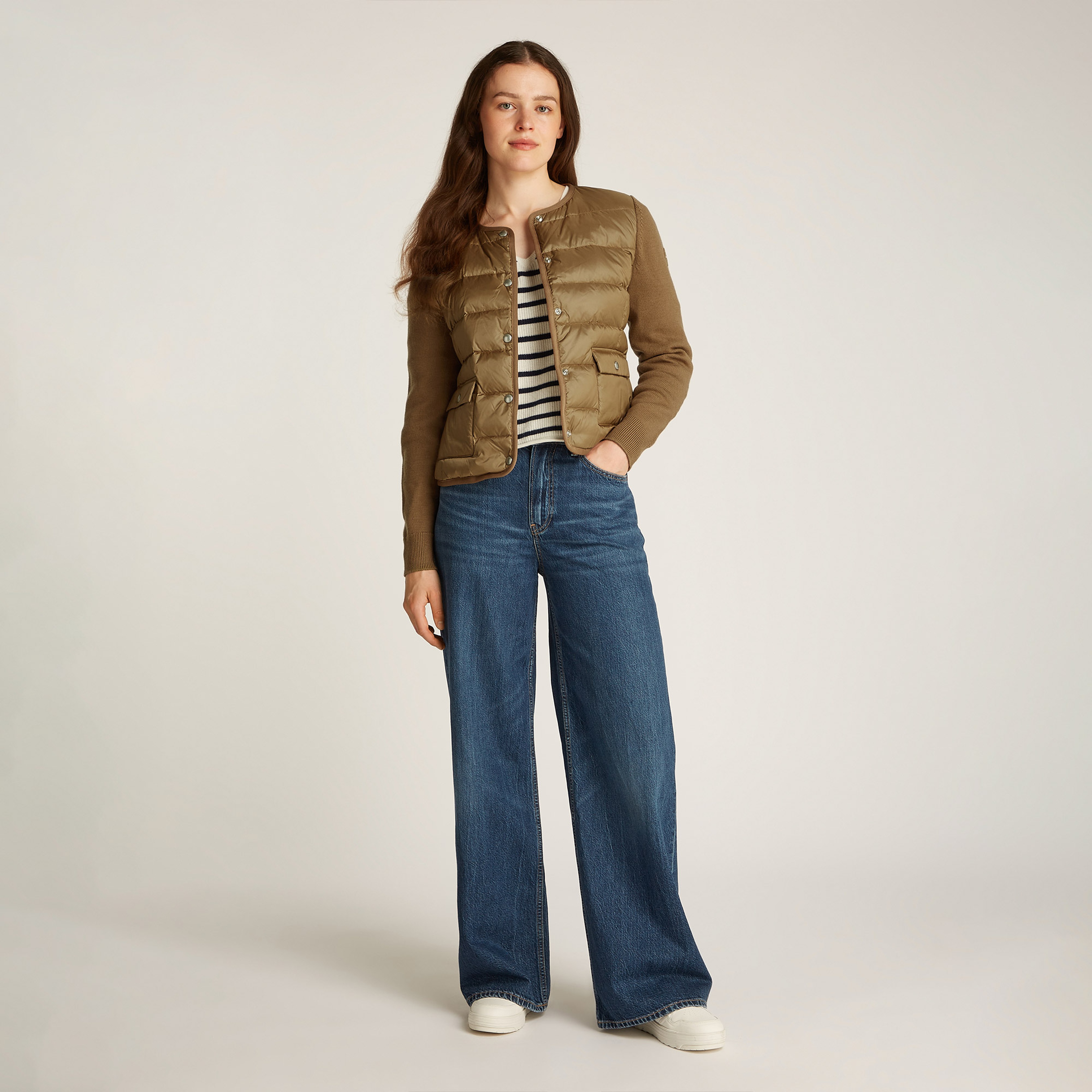 Tommy Hilfiger Ul Down Knit Mix Jkt Kadın Kahverengi Ceket