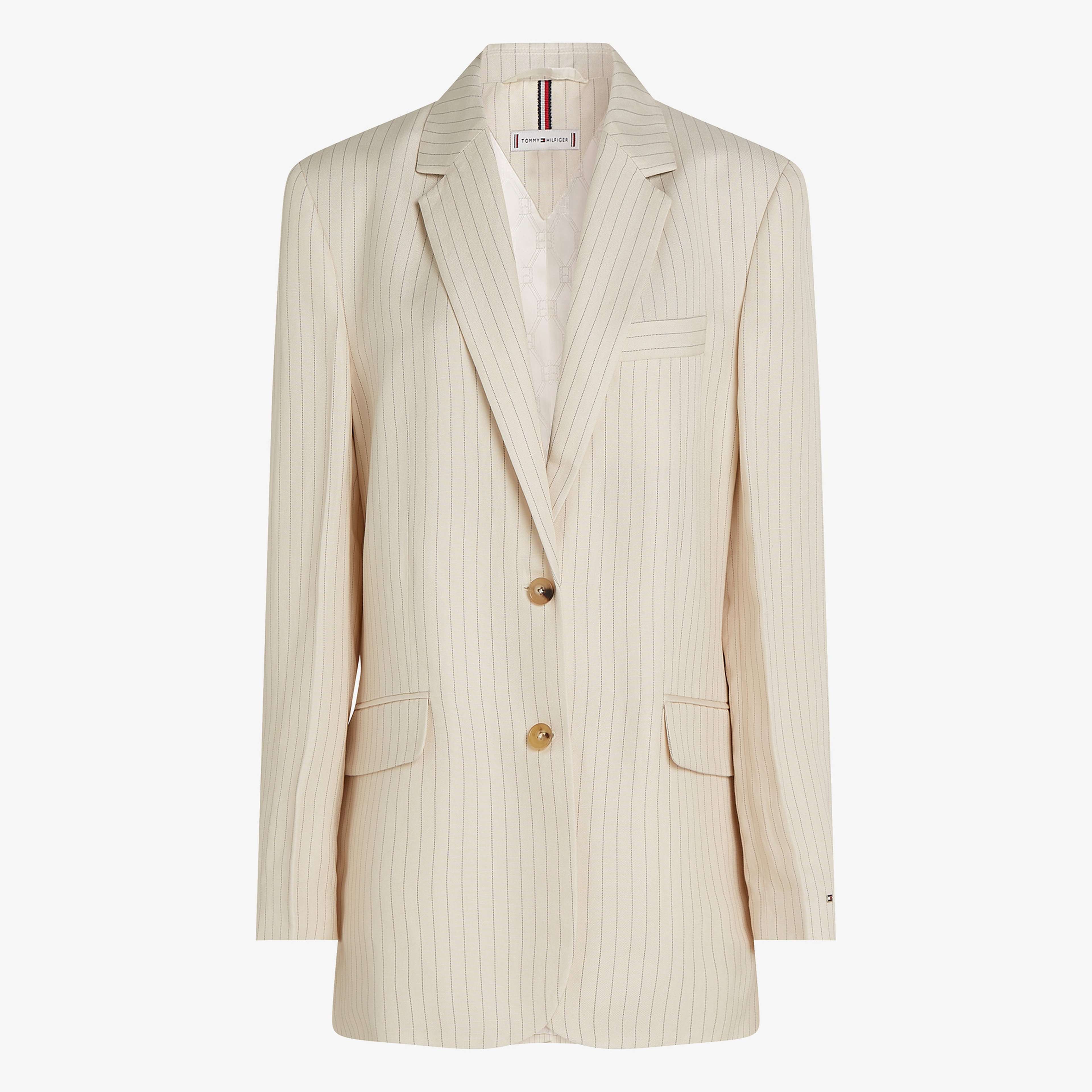 Tommy Hilfiger Viscose Linen Relaxed Sb Blazer Kadın Beyaz Ceket