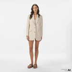 Tommy Hilfiger Viscose Linen Relaxed Sb Blazer Kadın Beyaz Ceket