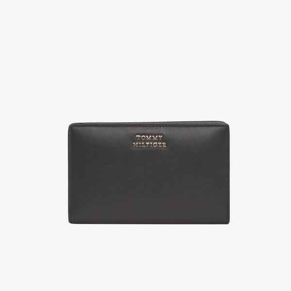 Tommy Hilfiger Leather Med Kadın Siyah Cüzdan