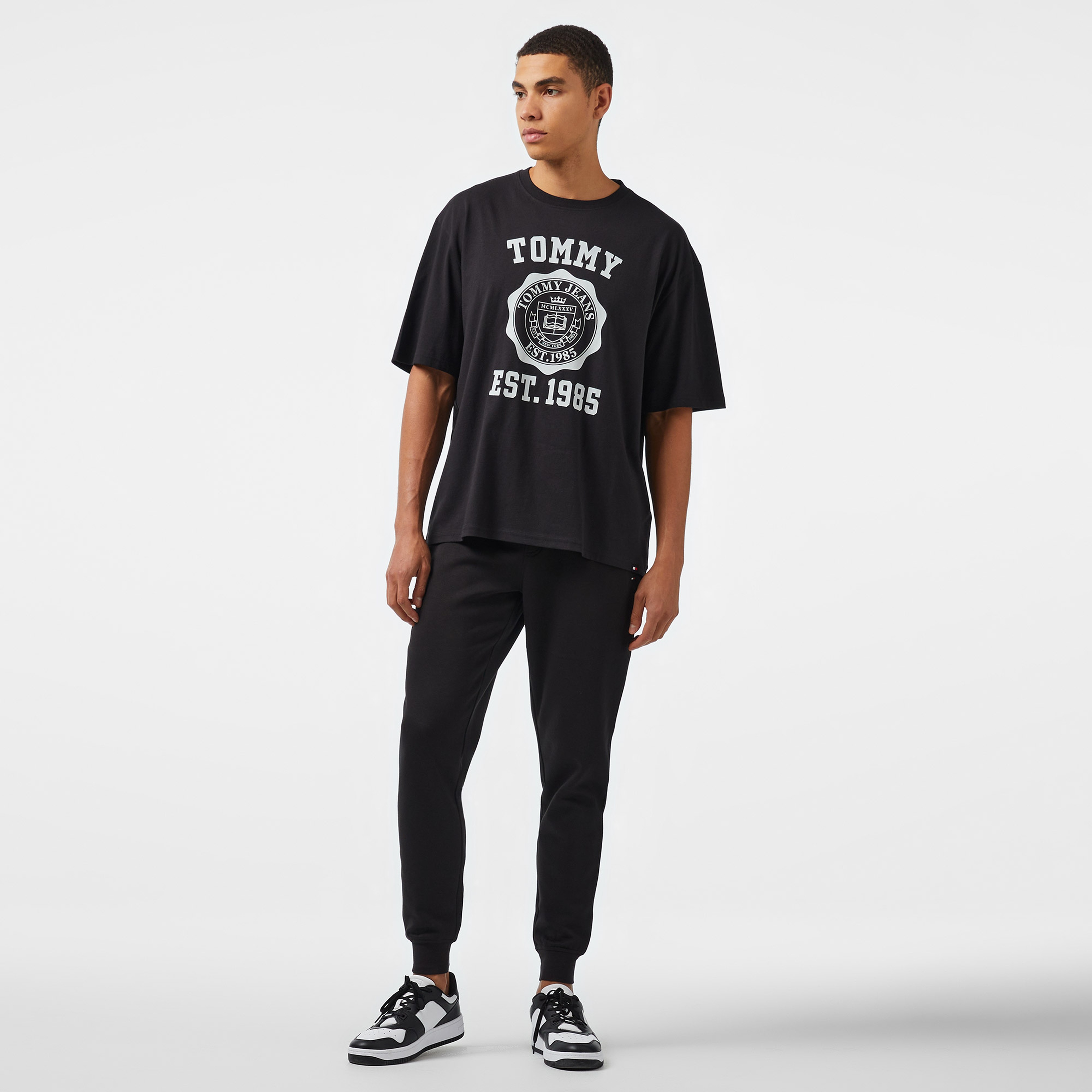 Tommy Hilfiger Flag Logo Erkek Siyah Eşofman Altı