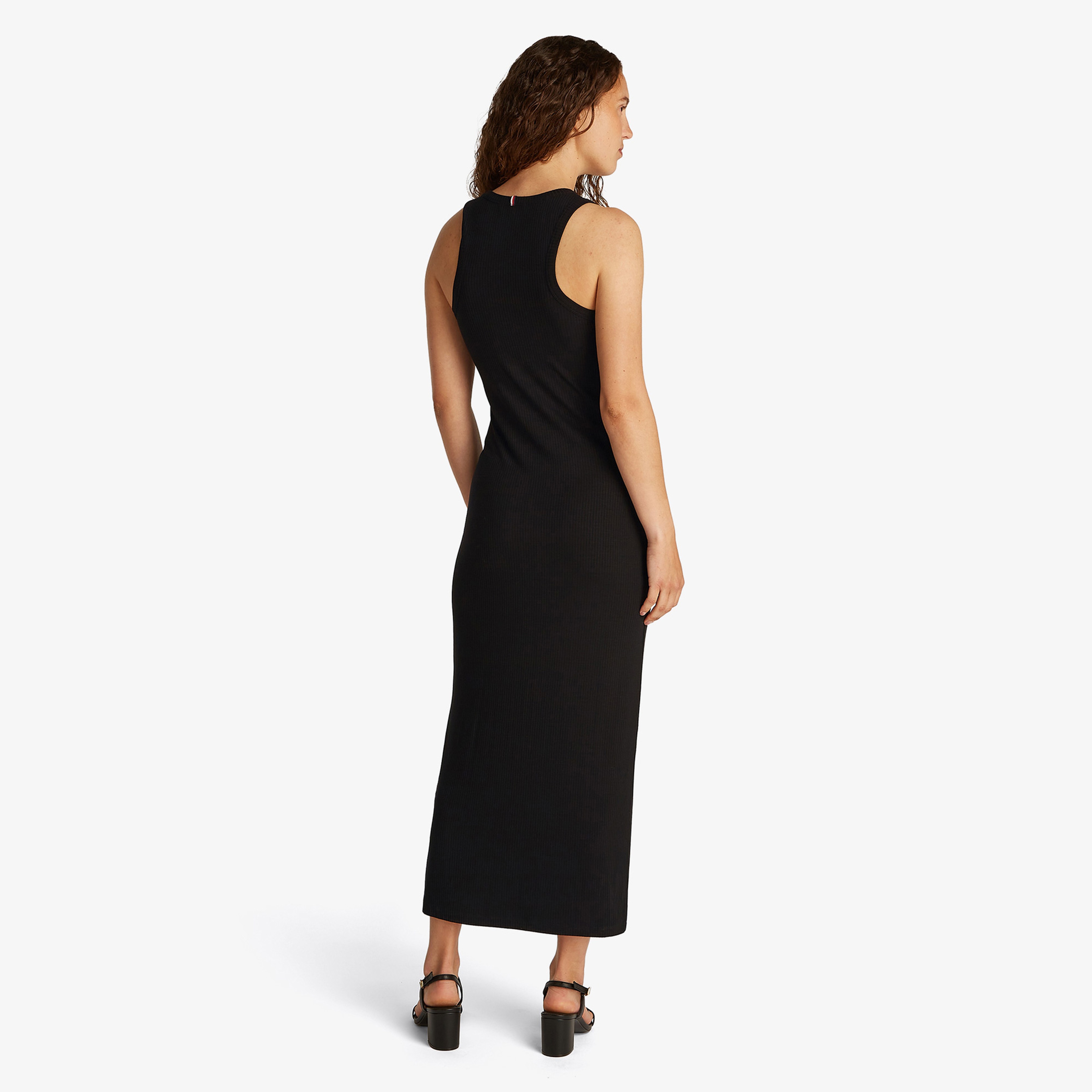 Tommy Hilfiger Slim 5X2 Rib Midi Kadın Siyah Elbise