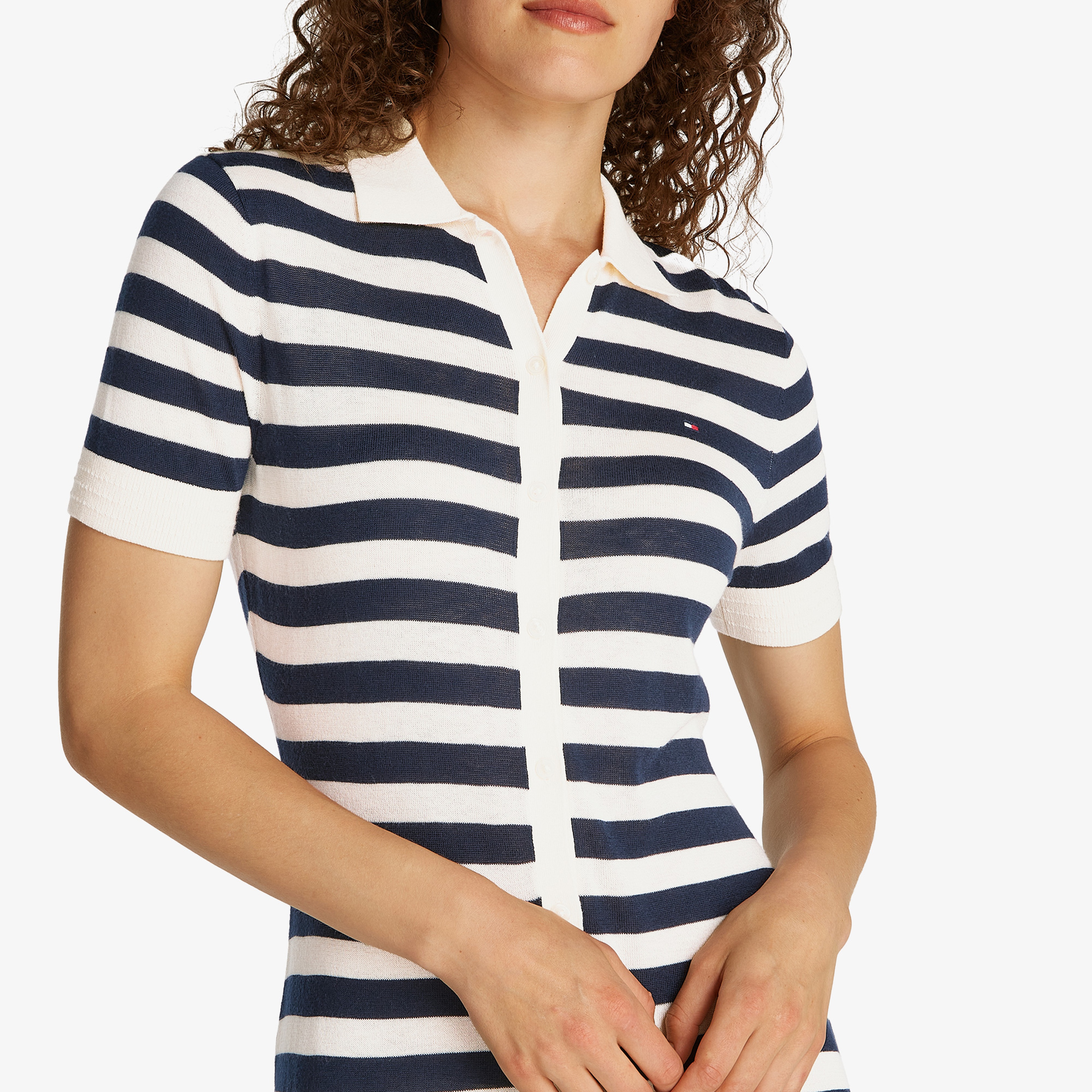 Tommy Hilfiger Co Lyocell Vis Kadın Beyaz Elbise