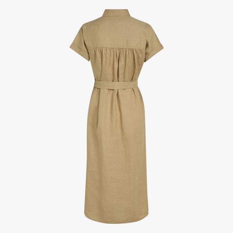 Tommy Hilfiger Ess Linen Midi Kadın Bej Elbise