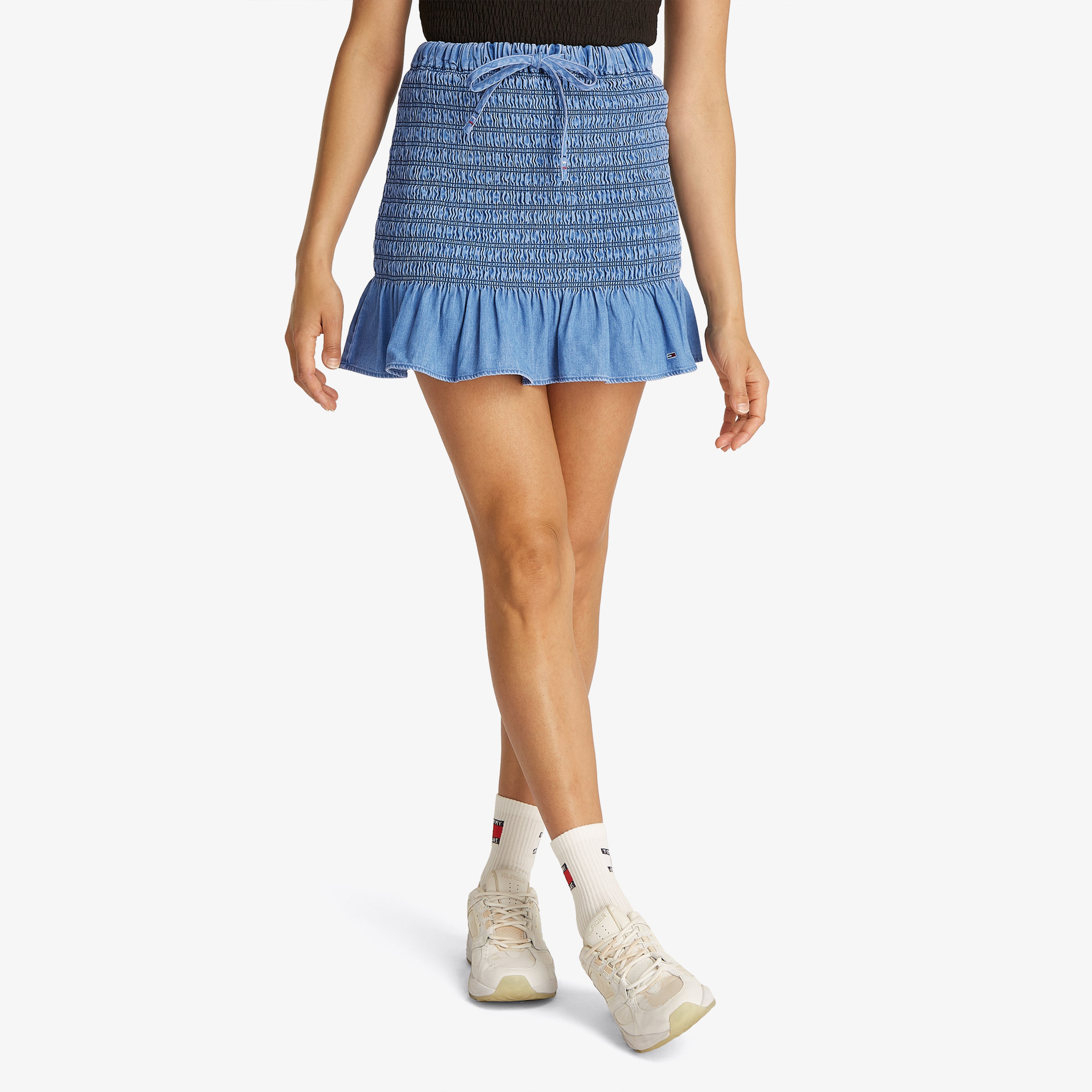 Tommy Jeans Chambray Ruched Kadın Lacivert Etek