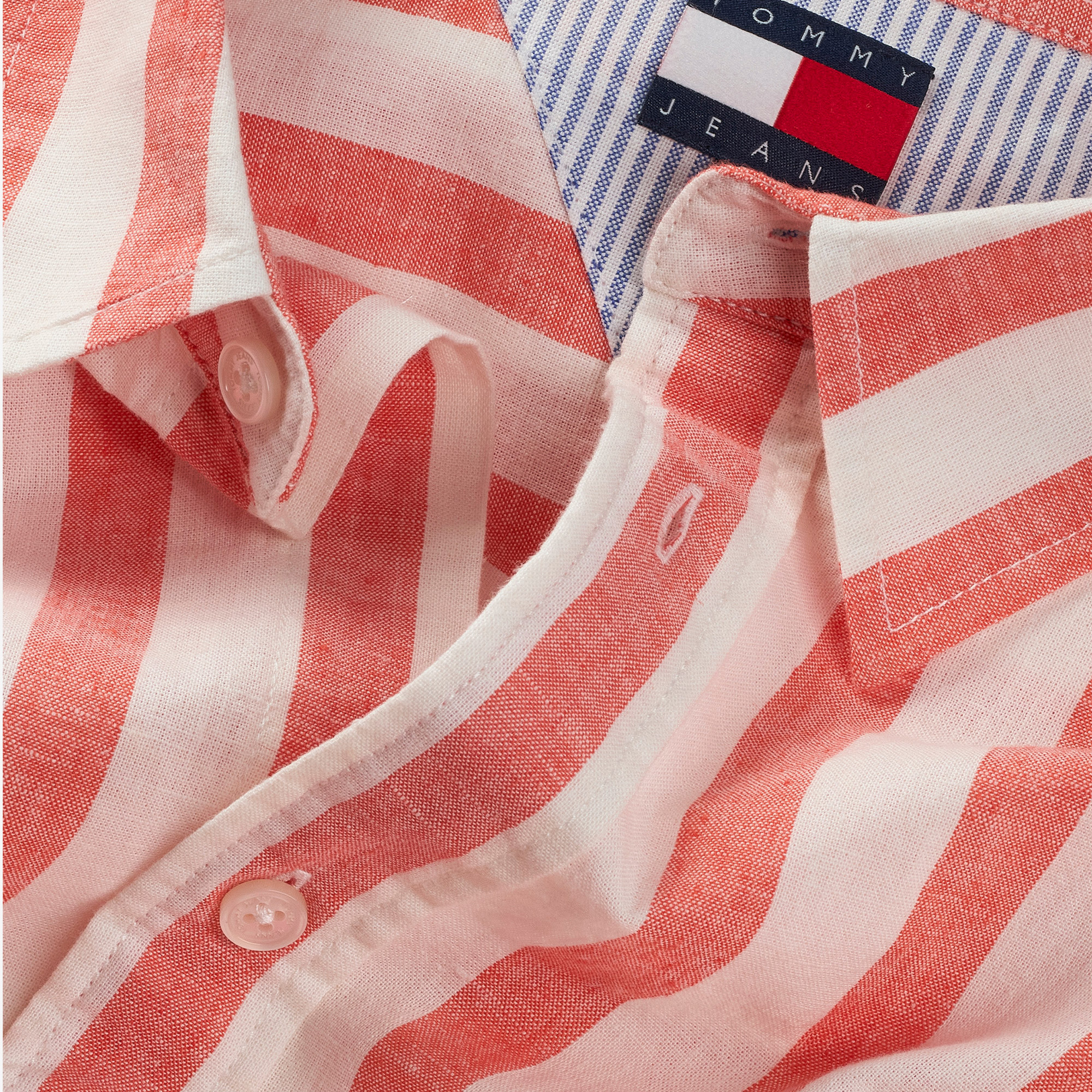 Tommy Jeans Reg Linen Blend Stp Erkek Beyaz Gömlek