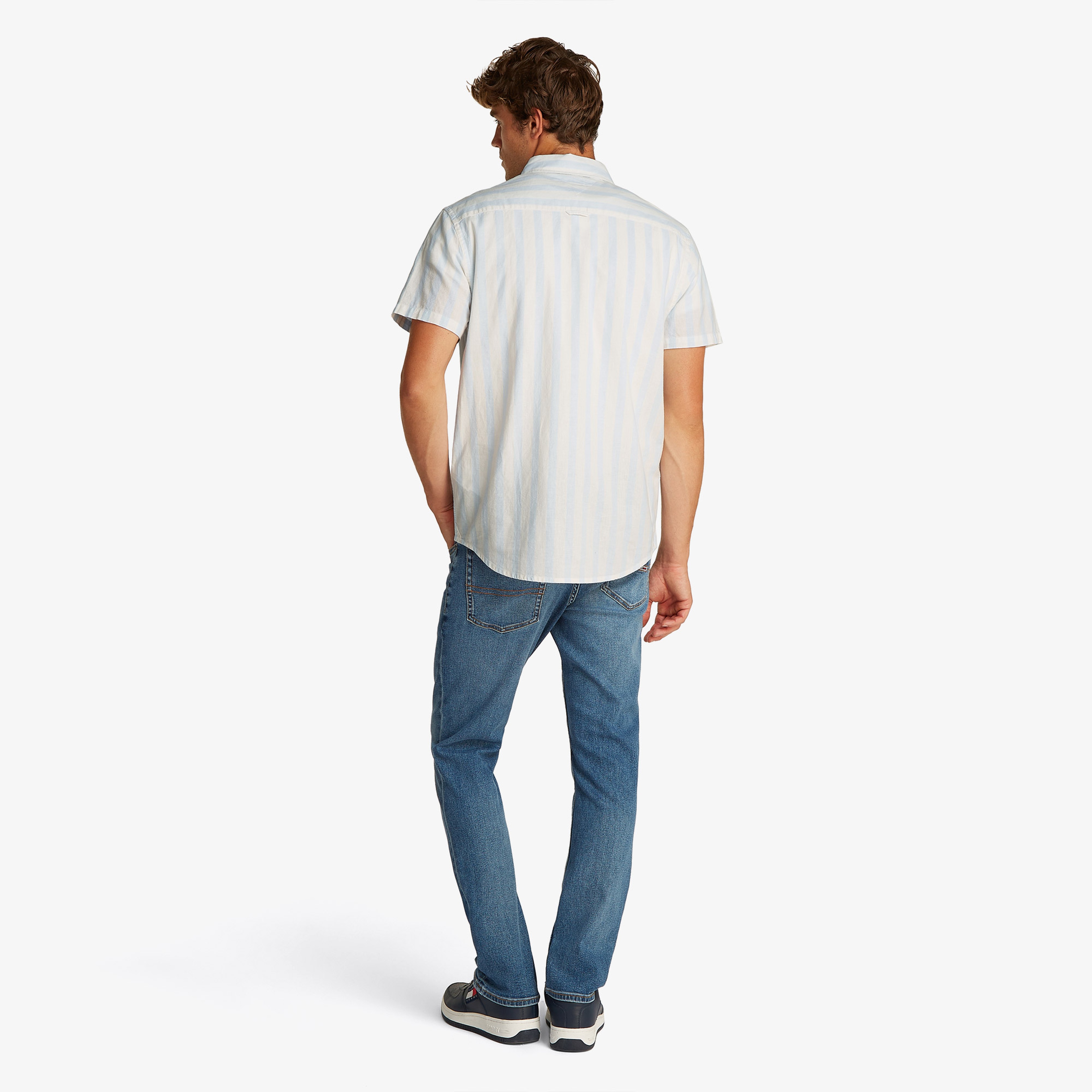 Tommy Jeans Reg Linen Blend Stp Erkek Beyaz Gömlek