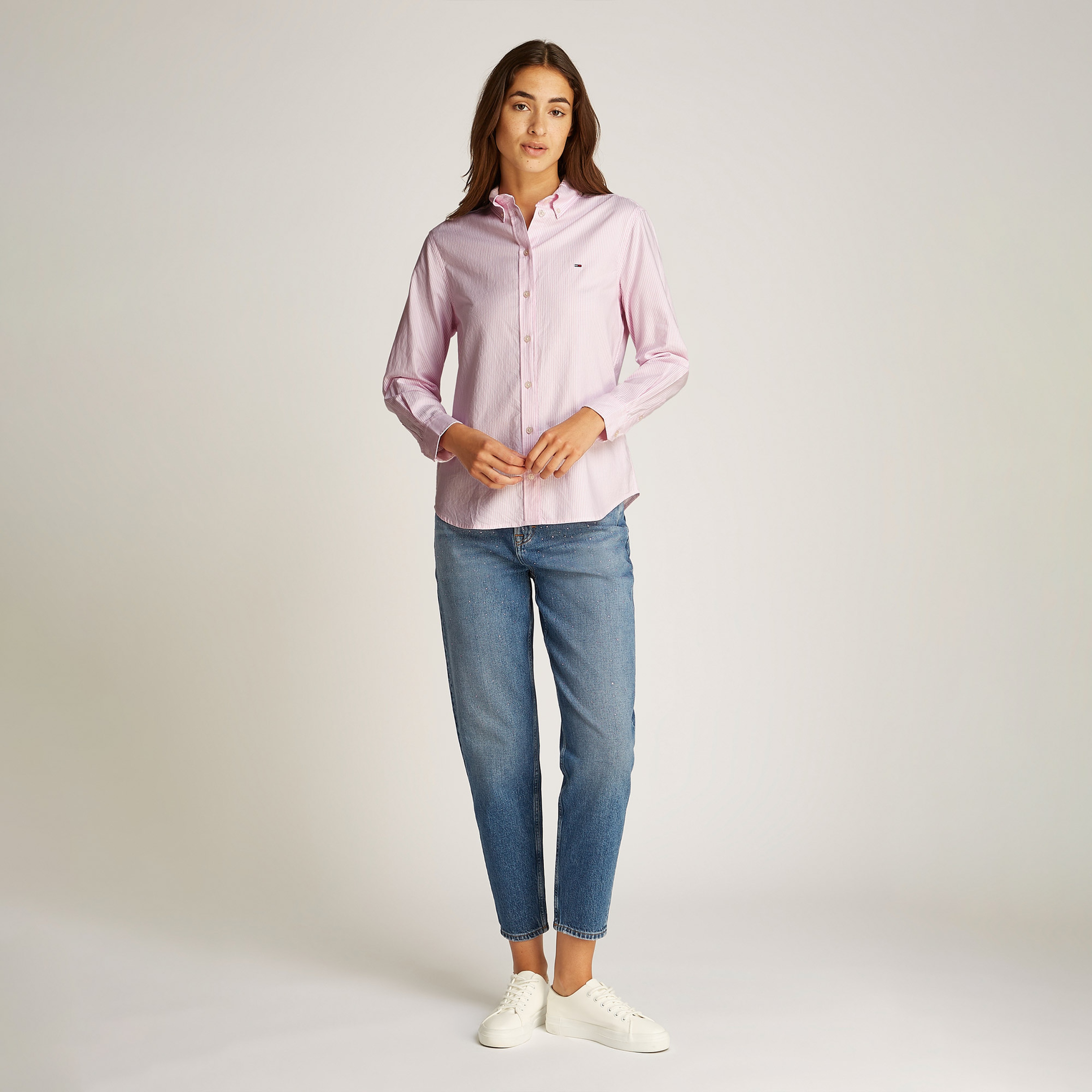 Tommy Jeans Reg Oxford Kadın Pembe Gömlek