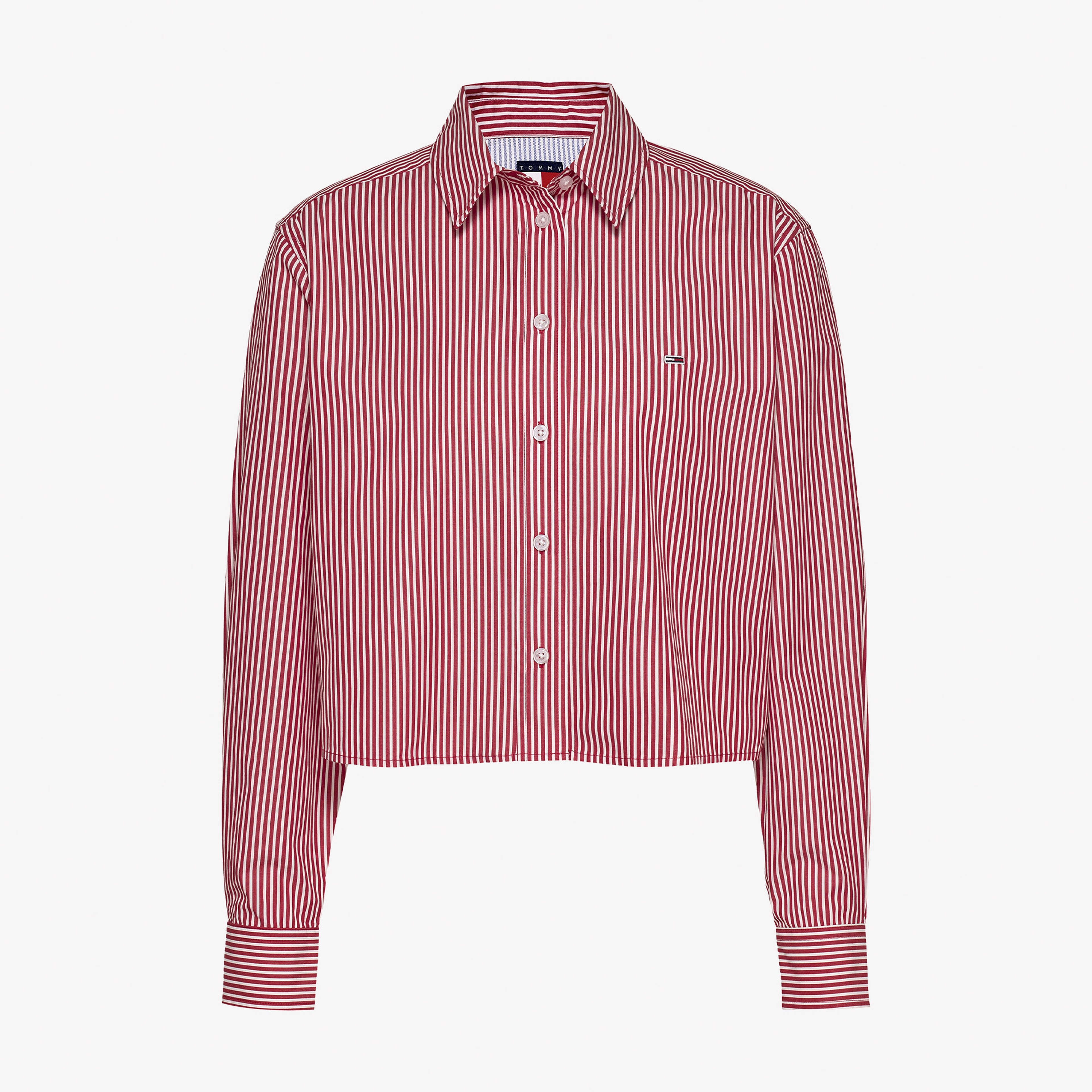 Tommy Jeans Crop Relax Poplin Kadın Kırmızı Gömlek