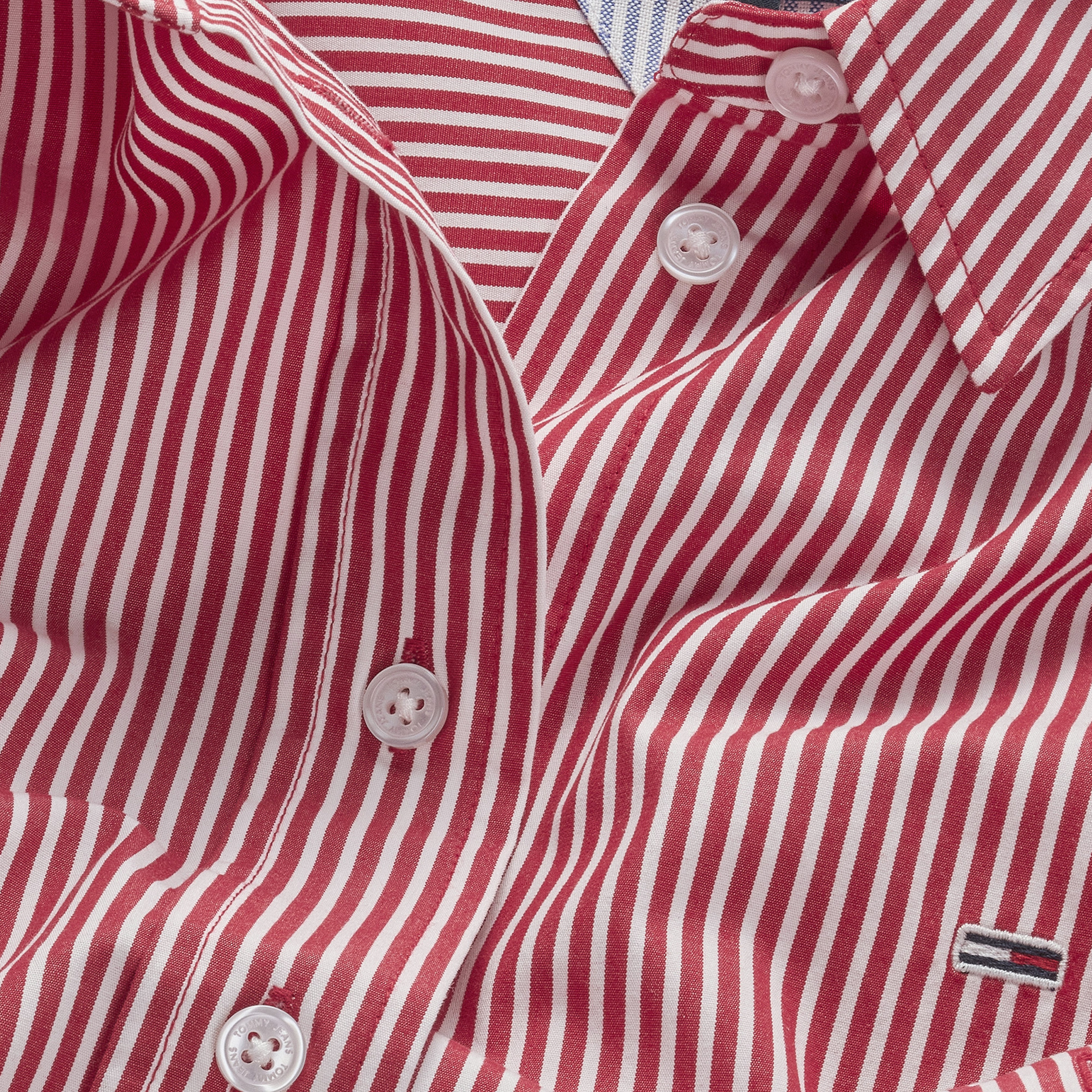Tommy Jeans Crop Relax Poplin Kadın Kırmızı Gömlek