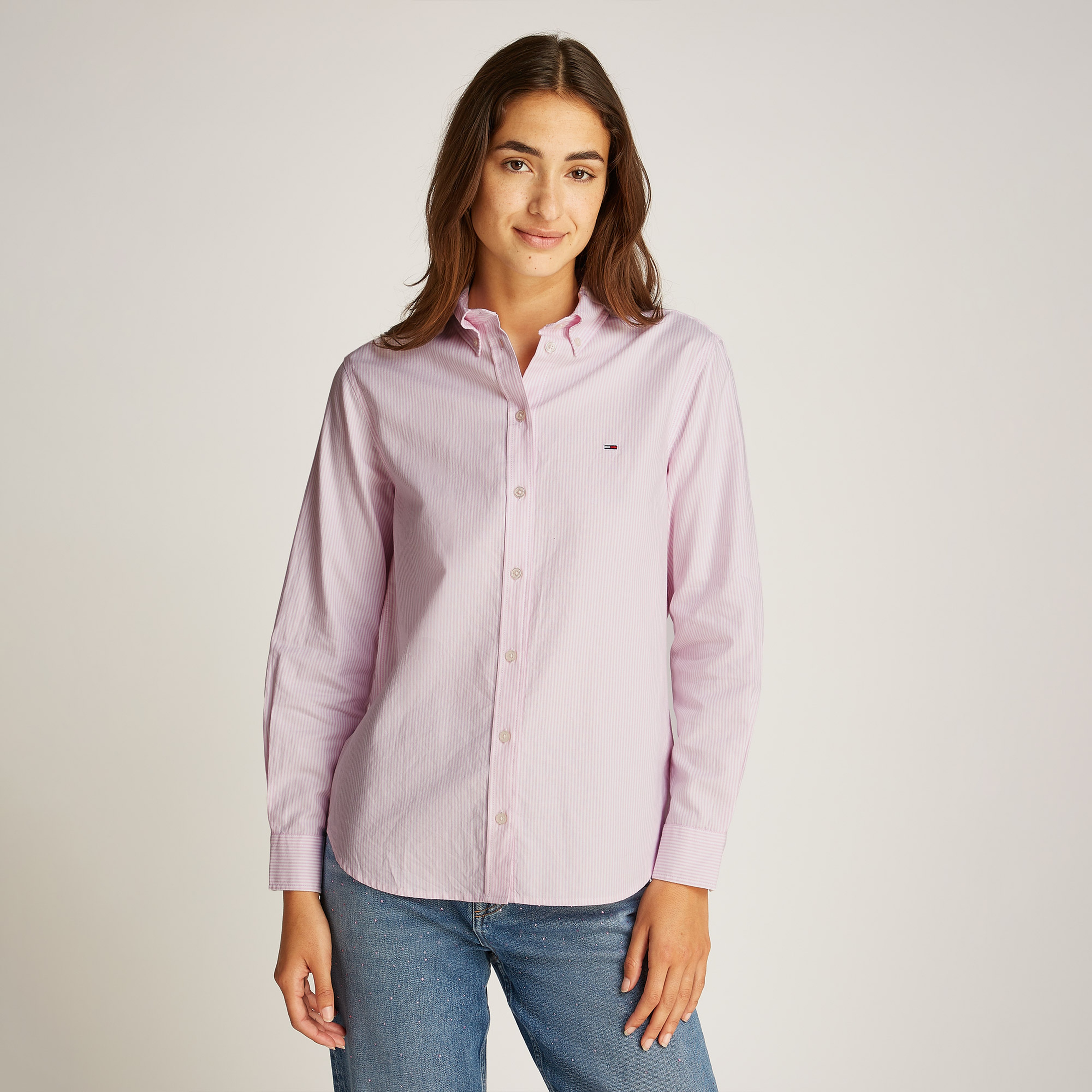 Tommy Jeans Reg Oxford Kadın Pembe Gömlek