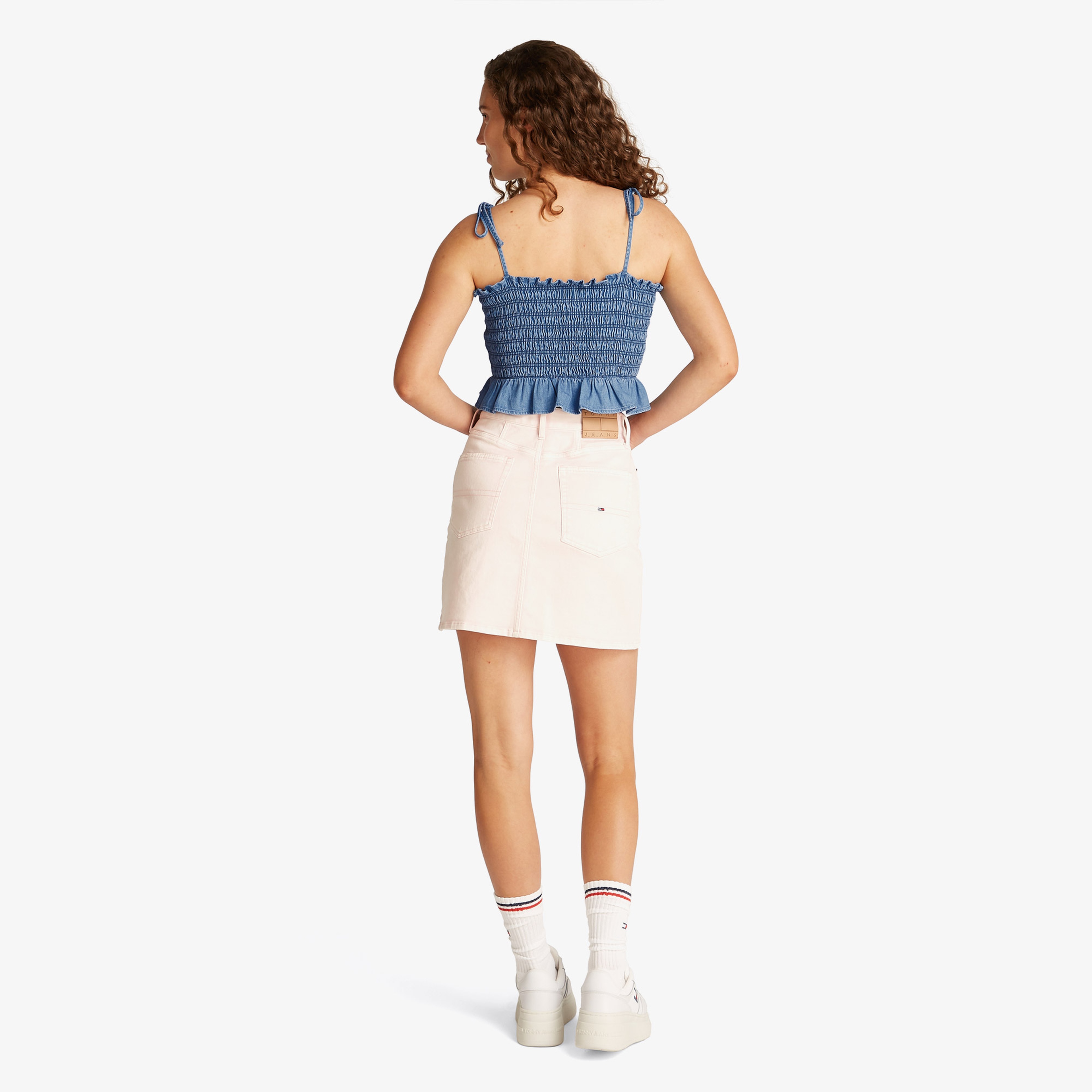 Tommy Jeans Ruched Chambray Kadın Lacivert Askılı T-Shirt