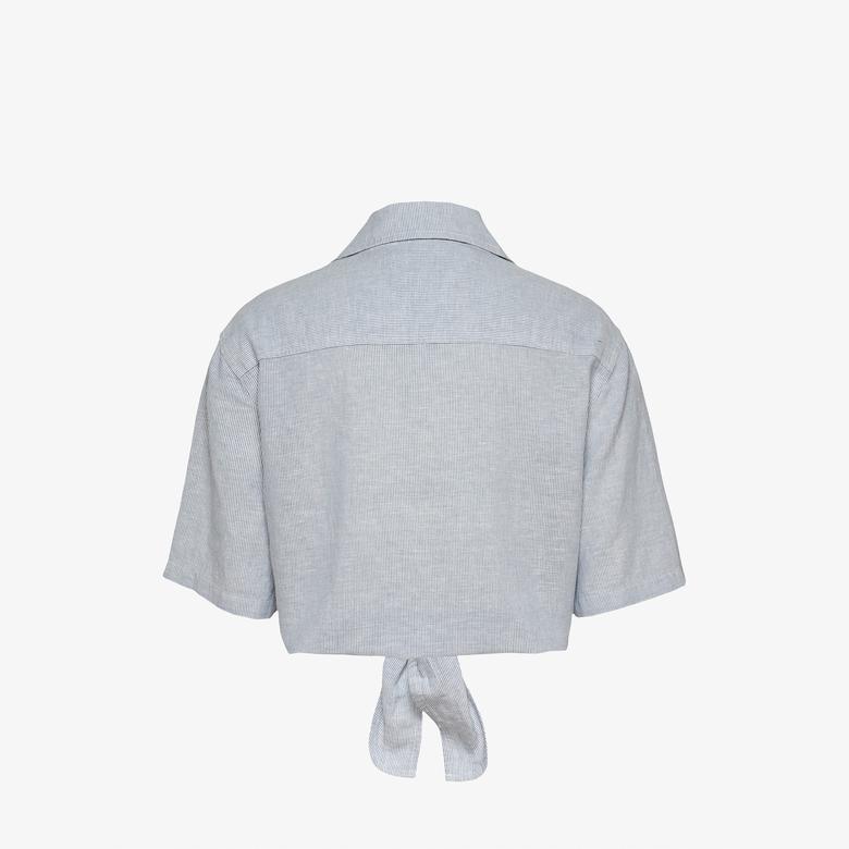 Tommy Jeans Crp Linen Kadın Lacivert Gömlek