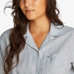 Tommy Jeans Crp Linen Kadın Lacivert Gömlek