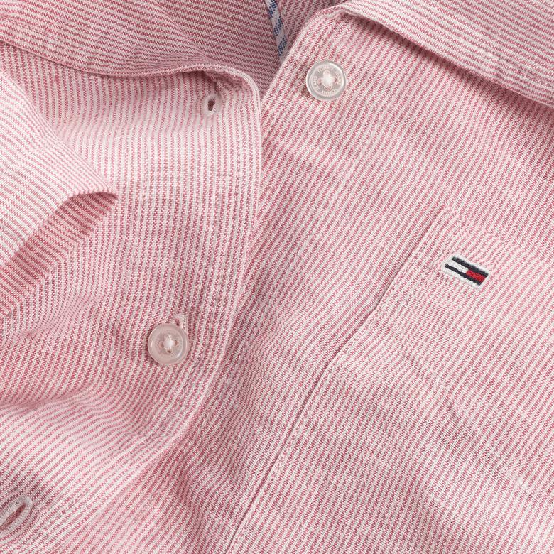 Tommy Jeans Crp Linen Kadın Pembe Gömlek