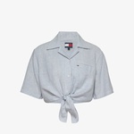 Tommy Jeans Crp Linen Kadın Lacivert Gömlek