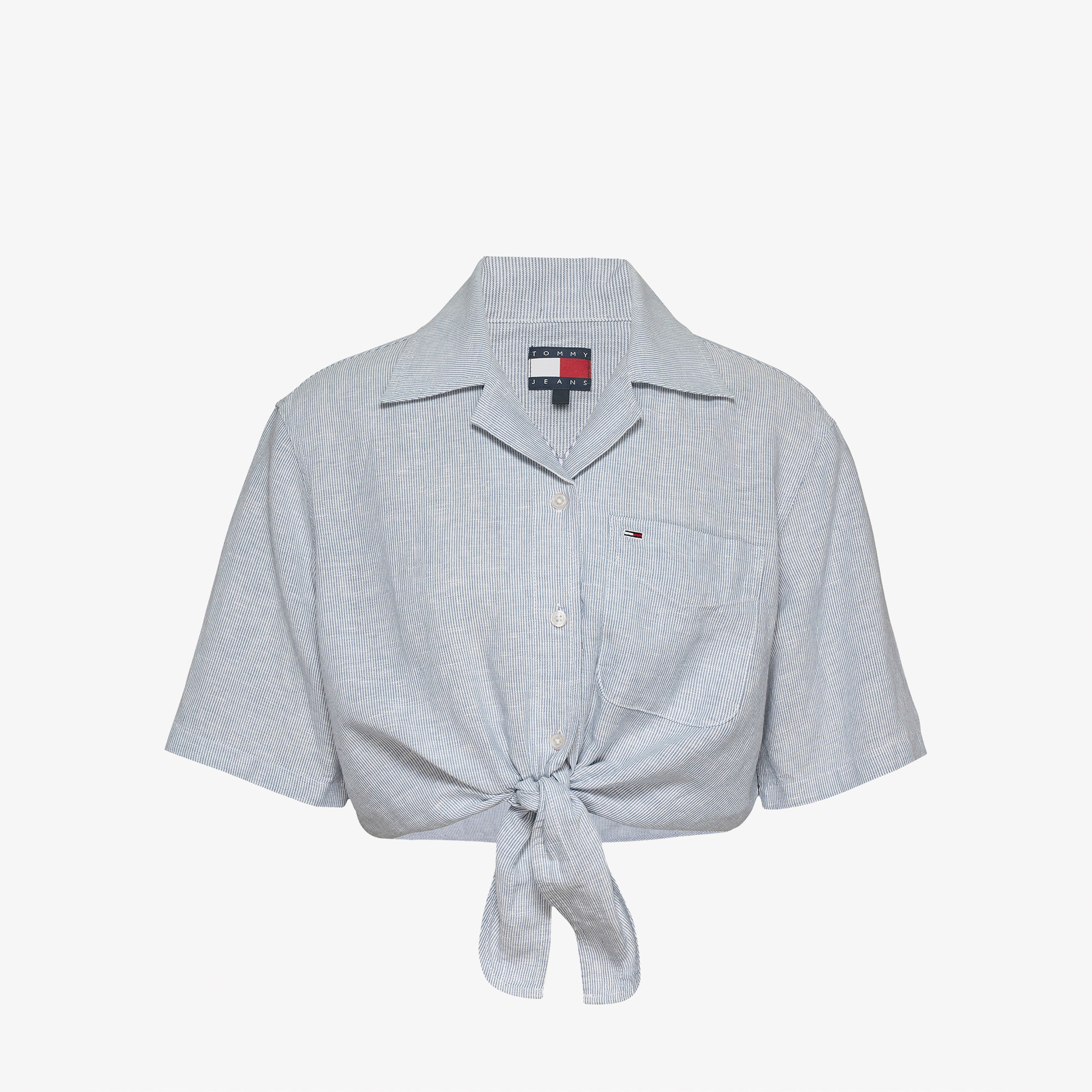 Tommy Jeans Crp Linen Kadın Lacivert Gömlek