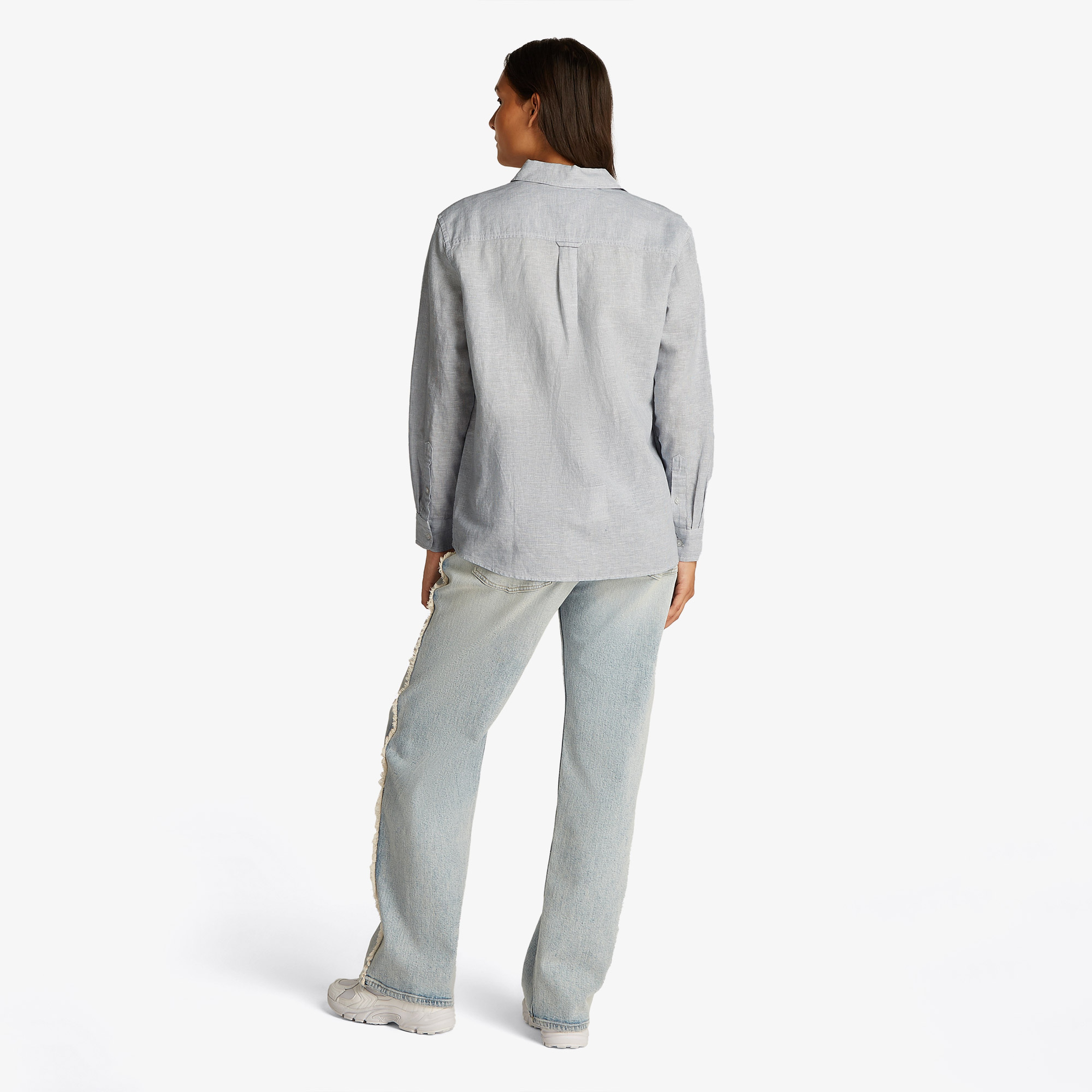 Tommy Jeans Relax Linen Kadın Lacivert Gömlek