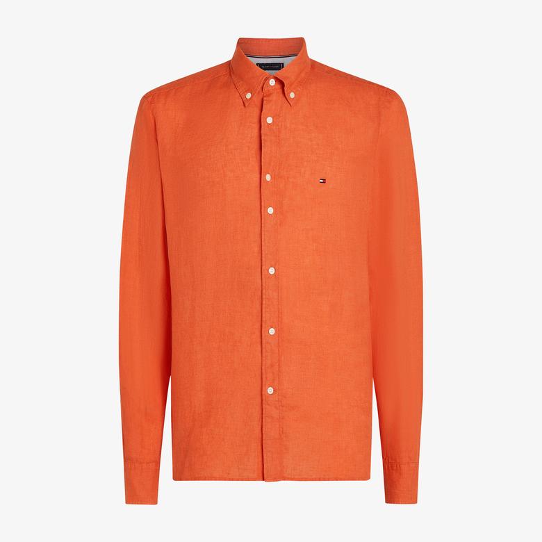 Tommy Hilfiger Pigment Dyed Li Solid Rf Erkek Turuncu Gömlek