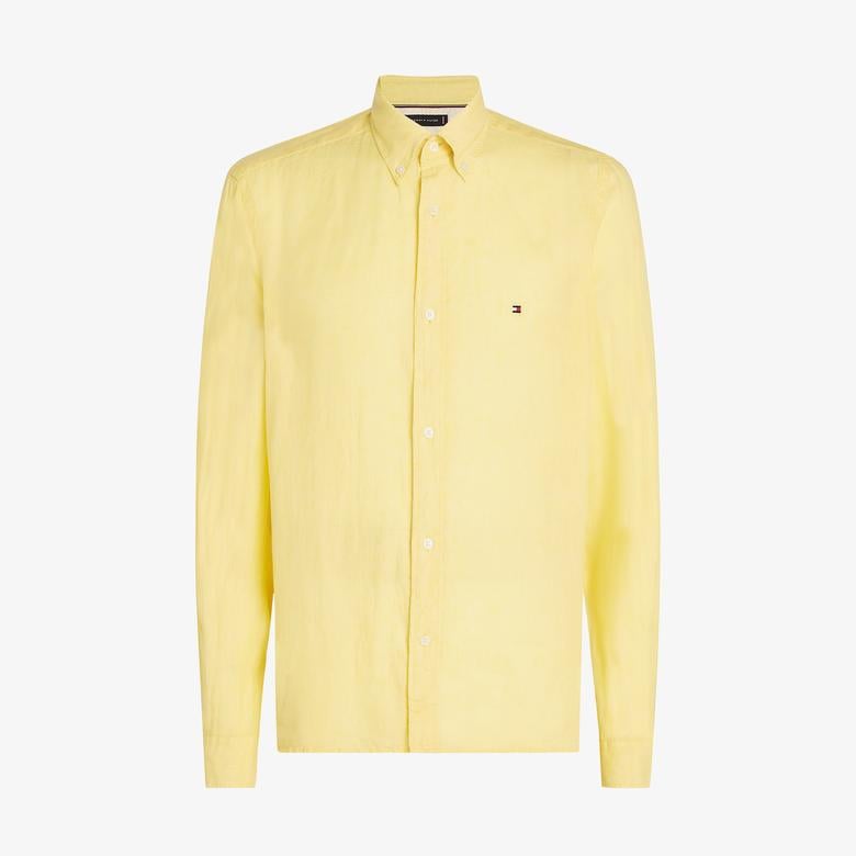 Tommy Hilfiger Pigment Dyed Li Solid Erkek Sarı Gömlek