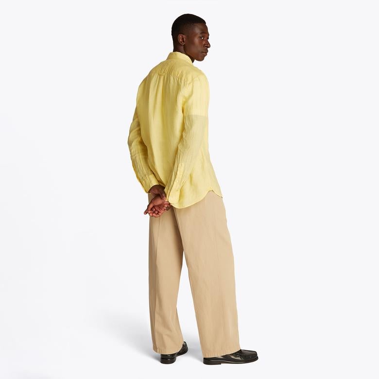 Tommy Hilfiger Pigment Dyed Li Solid Erkek Sarı Gömlek