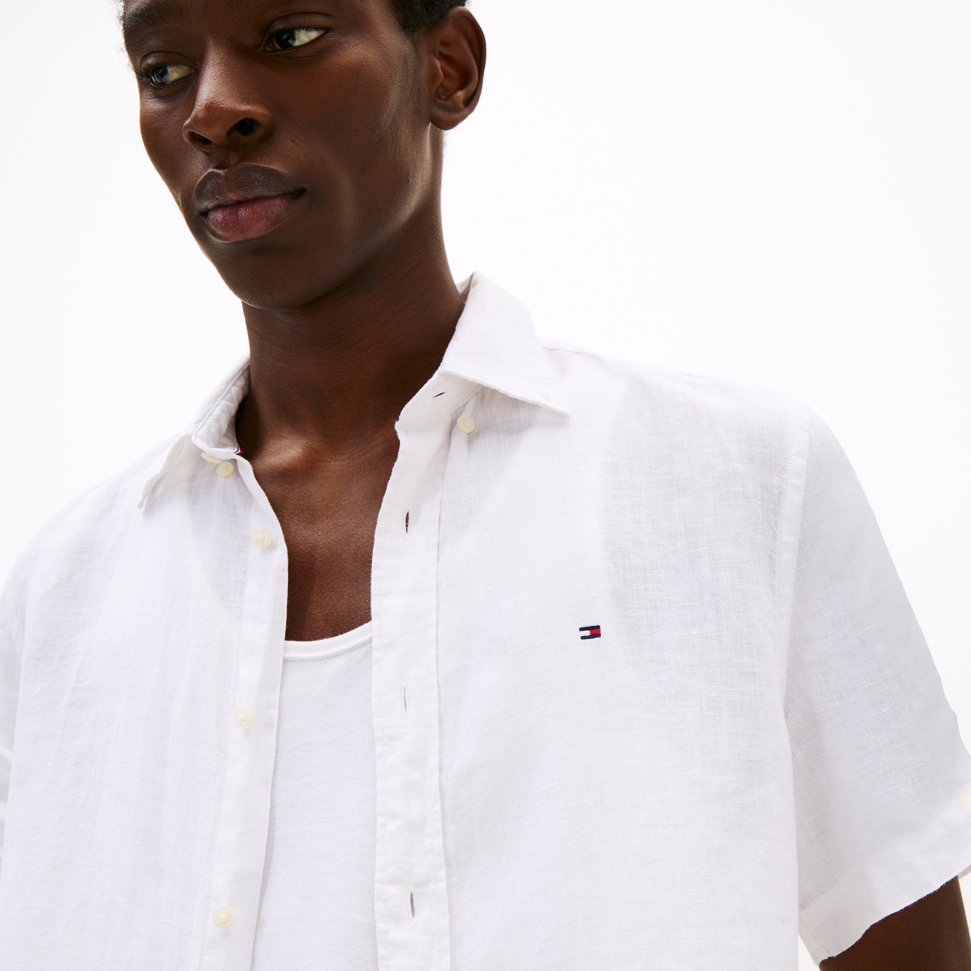 Tommy Hilfiger Pigment Dyed Linen Erkek Beyaz Gömlek