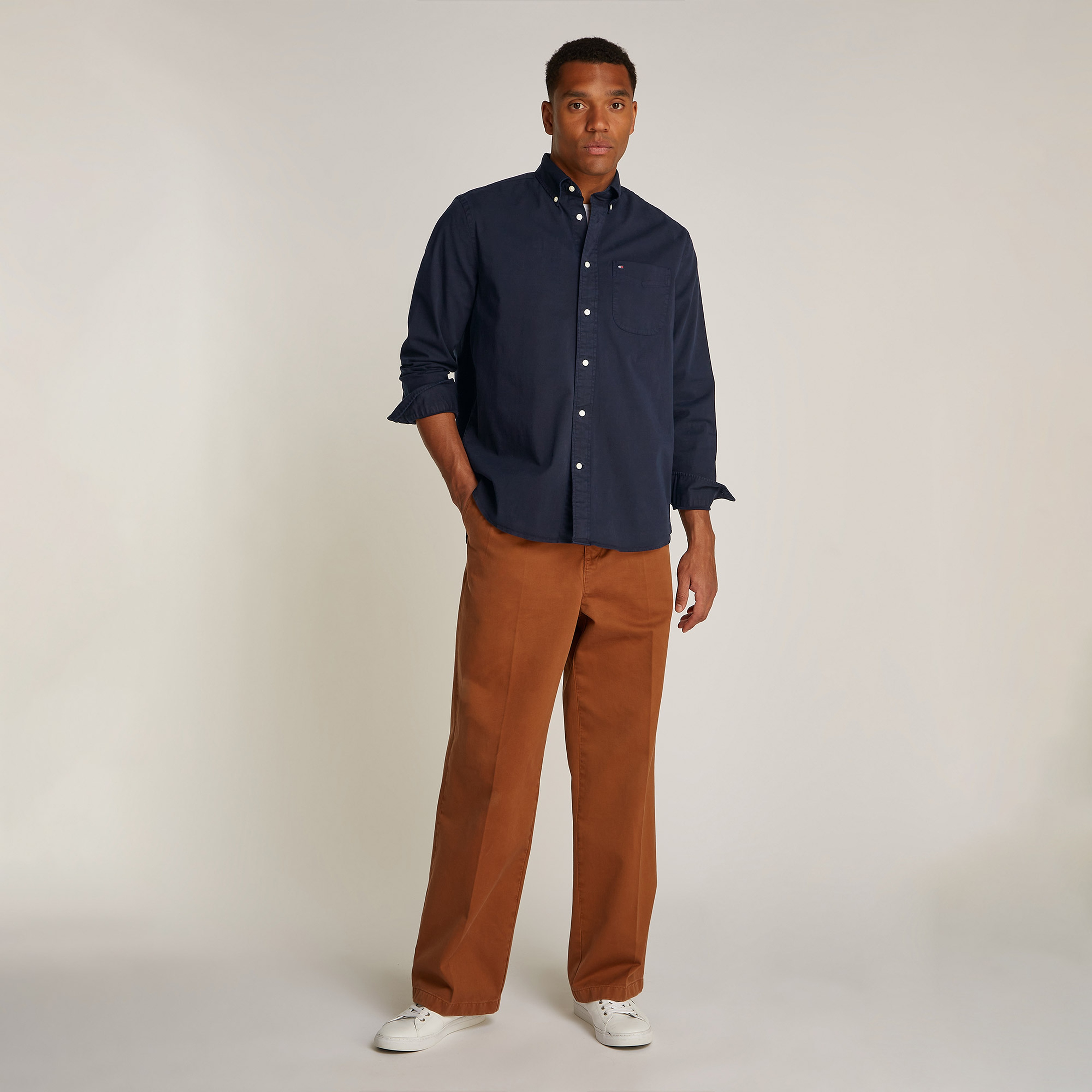 Tommy Hilfiger Gmd Twill Solid Erkek Mavi Gömlek