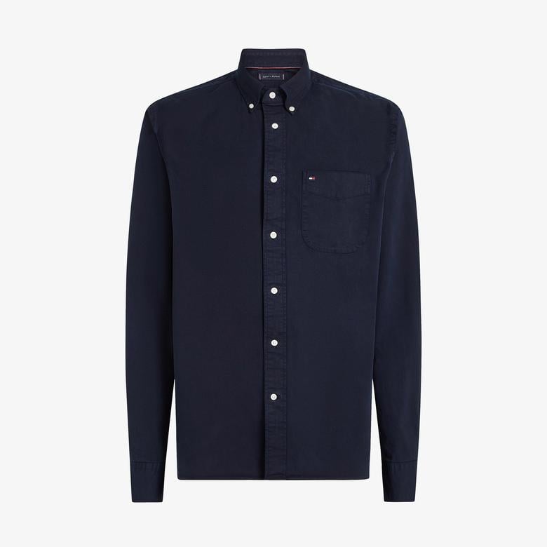 Tommy Hilfiger Gmd Twill Solid Erkek Mavi Gömlek