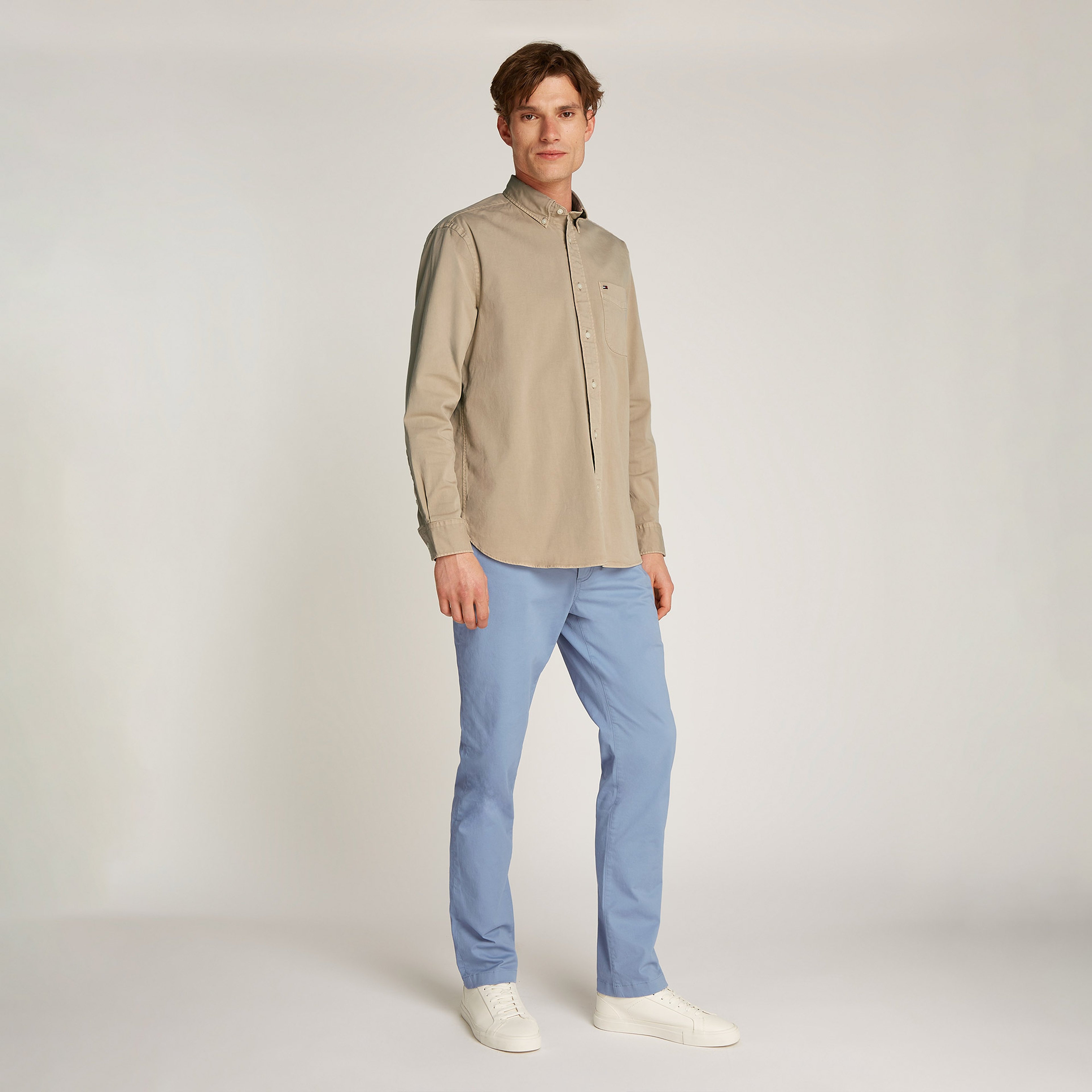 Tommy Hilfiger Gmd Twill Solid Erkek Haki Gömlek