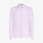 Tommy Hilfiger Linen Essential Stripe Erkek Pembe Gömlek