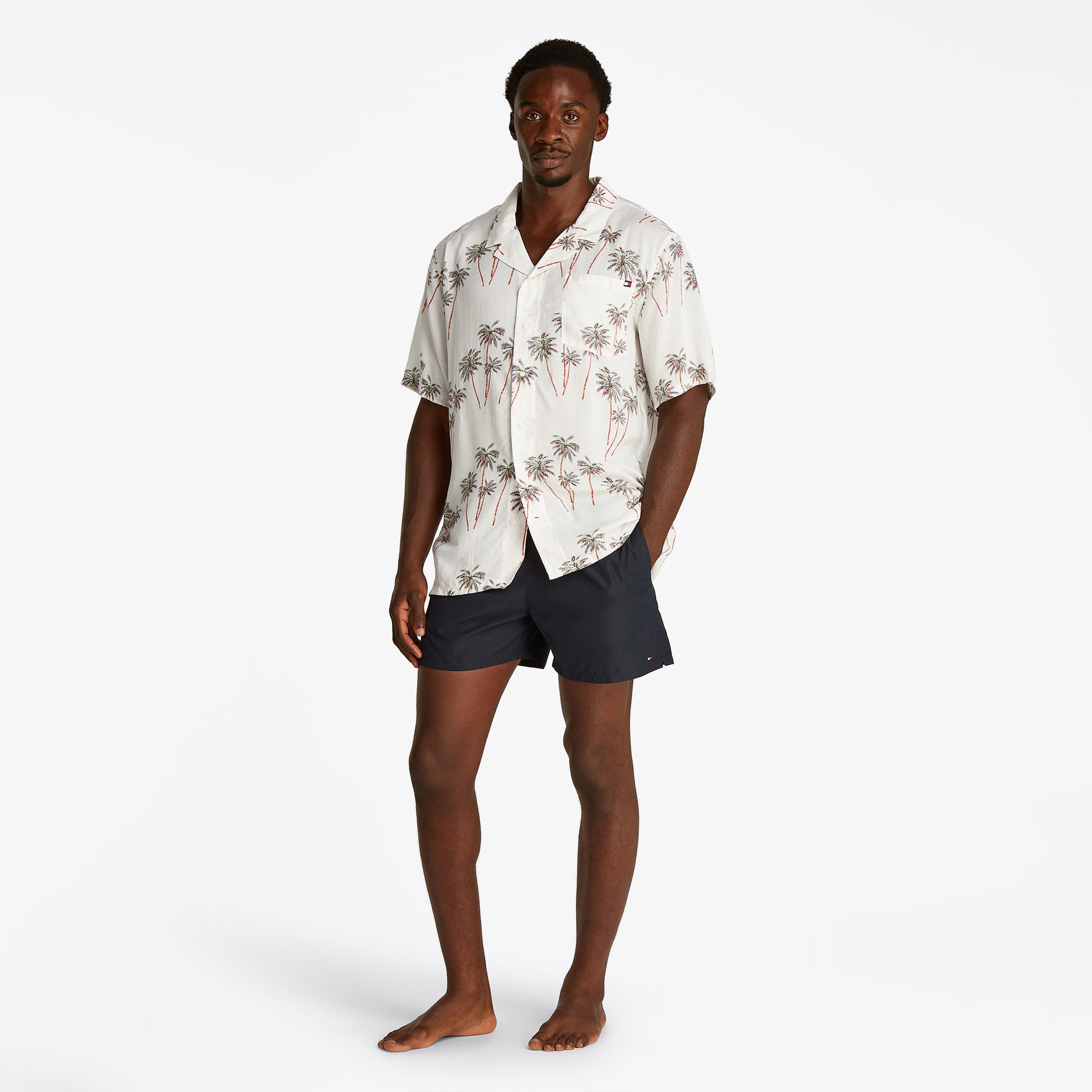 Tommy Hilfiger Bowling Print Erkek Bej Gömlek