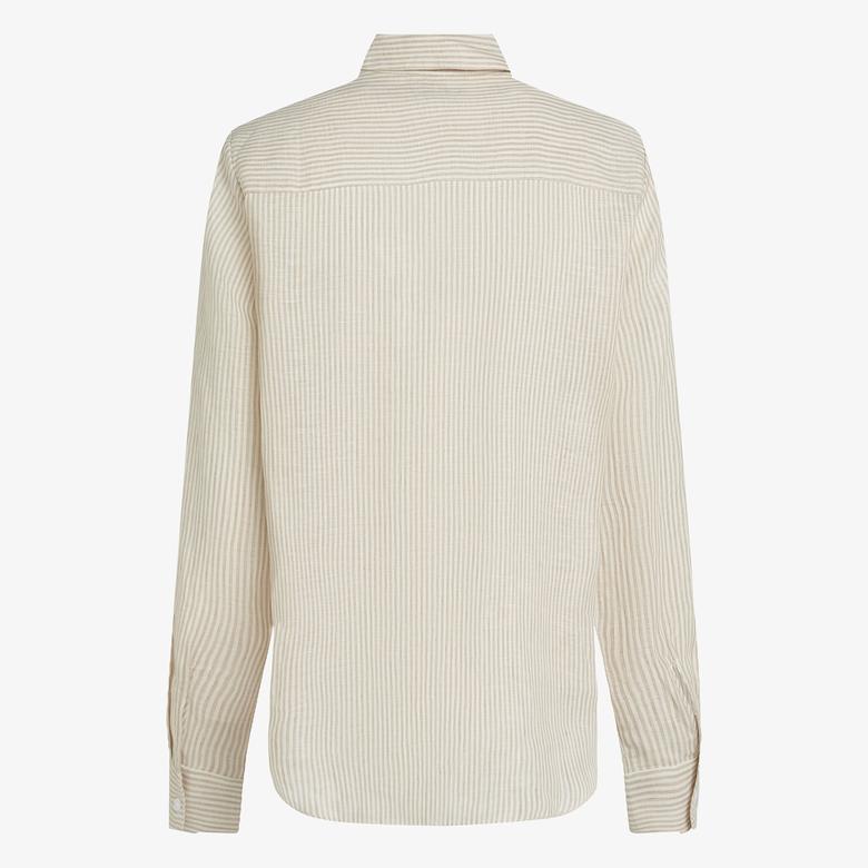 Tommy Hilfiger Ess Linen Relaxed Kadın Beyaz T-Shirt