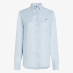 Tommy Hilfiger Linen Relaxed Kadın Keten Mavi Gömlek