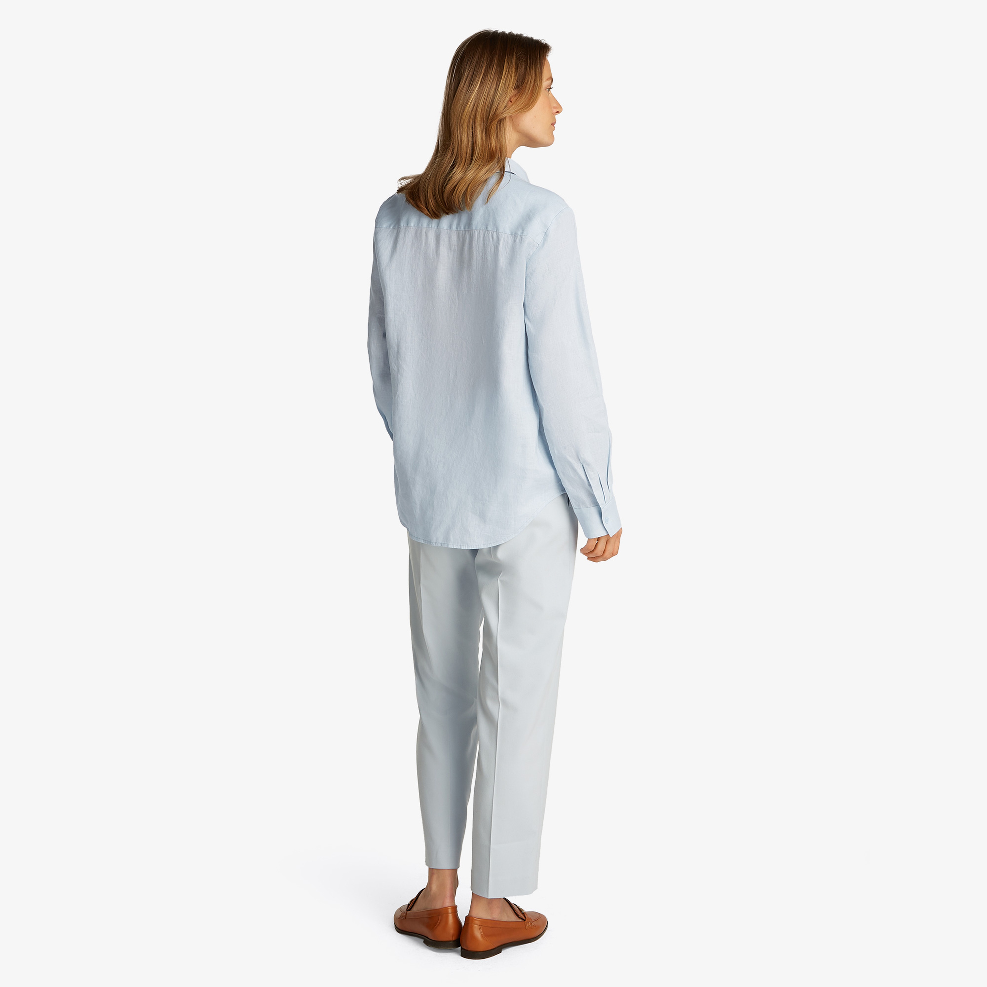 Tommy Hilfiger Linen Relaxed Kadın Keten Mavi Gömlek