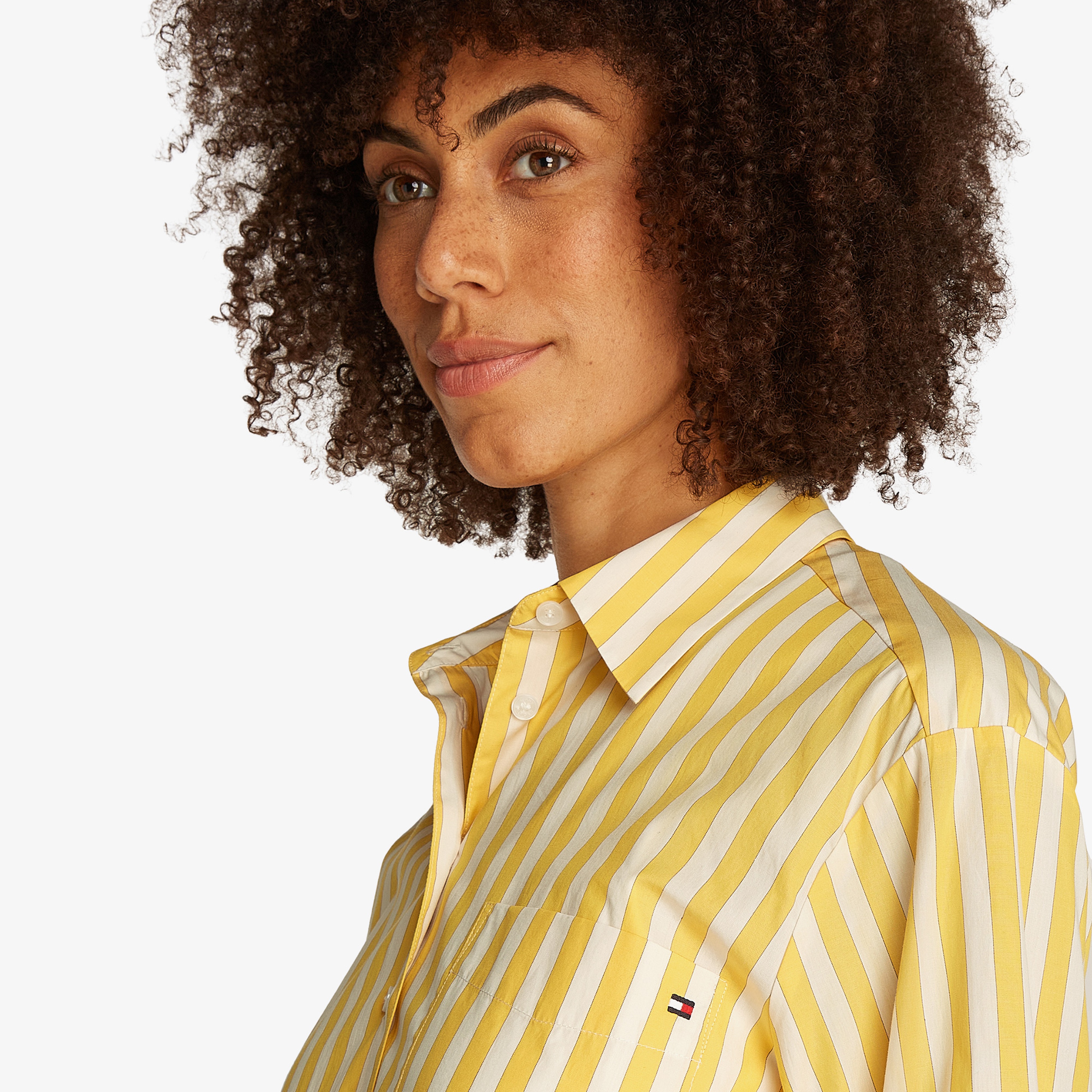 Tommy Hilfiger Ess Poplin Easy Fit Kadın Sarı Gömlek