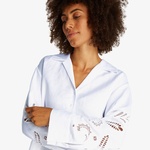 Tommy Hilfiger Broderie Anglaise Linen Kadın Beyaz Gömlek