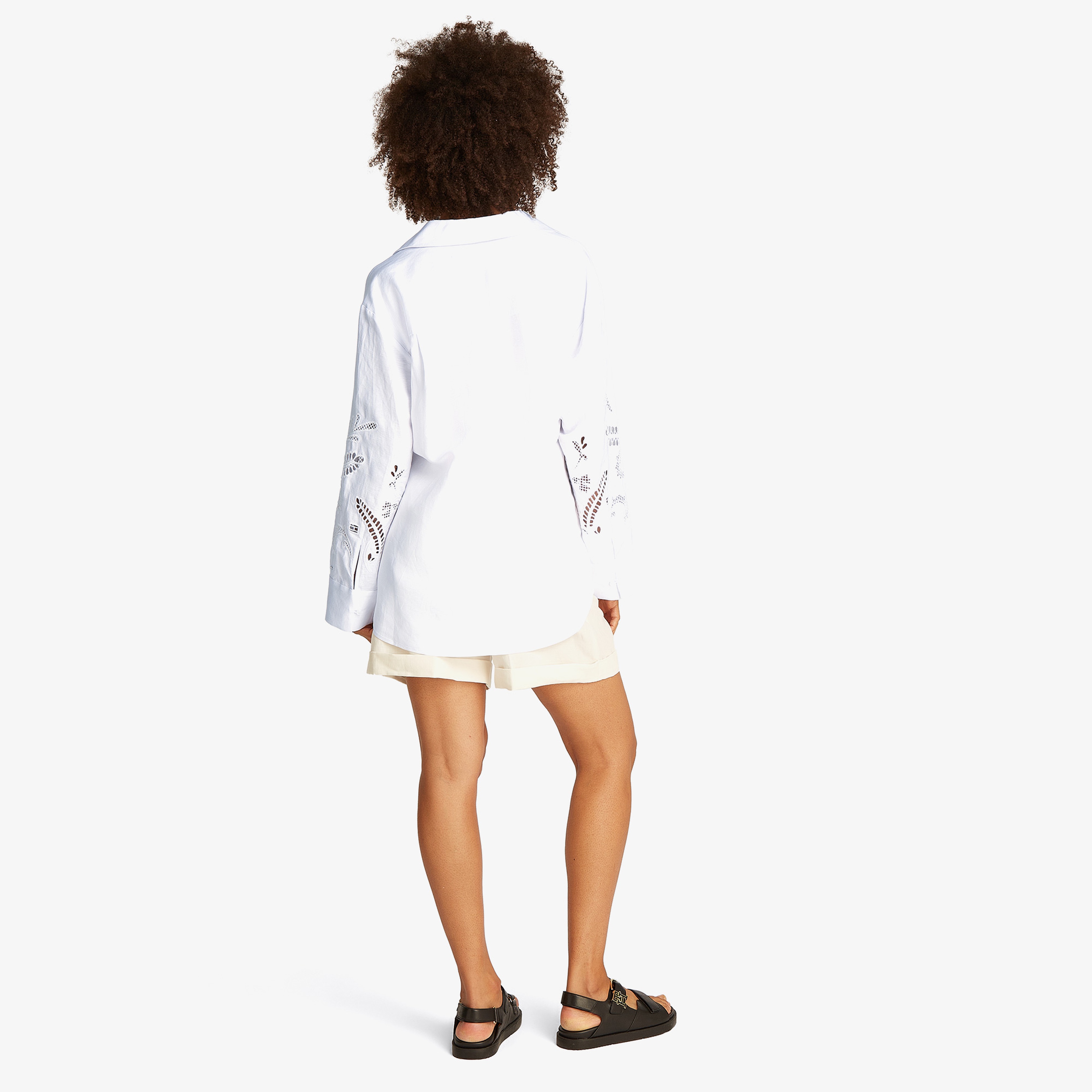 Tommy Hilfiger Broderie Anglaise Linen Kadın Beyaz Gömlek