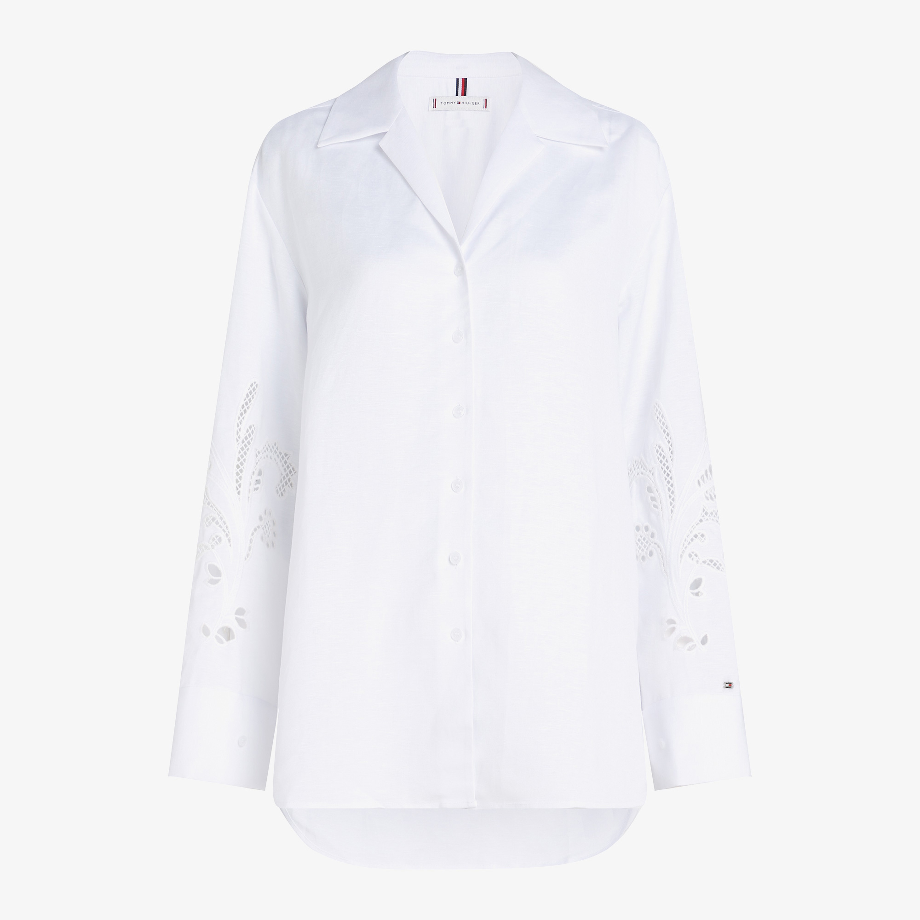 Tommy Hilfiger Broderie Anglaise Linen Kadın Beyaz Gömlek