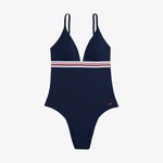 Tommy Hilfiger Triangle One Piece Kadın Lacivert Mayo