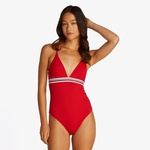 Tommy Hilfiger Triangle One Piece Kadın Kırmızı Mayo
