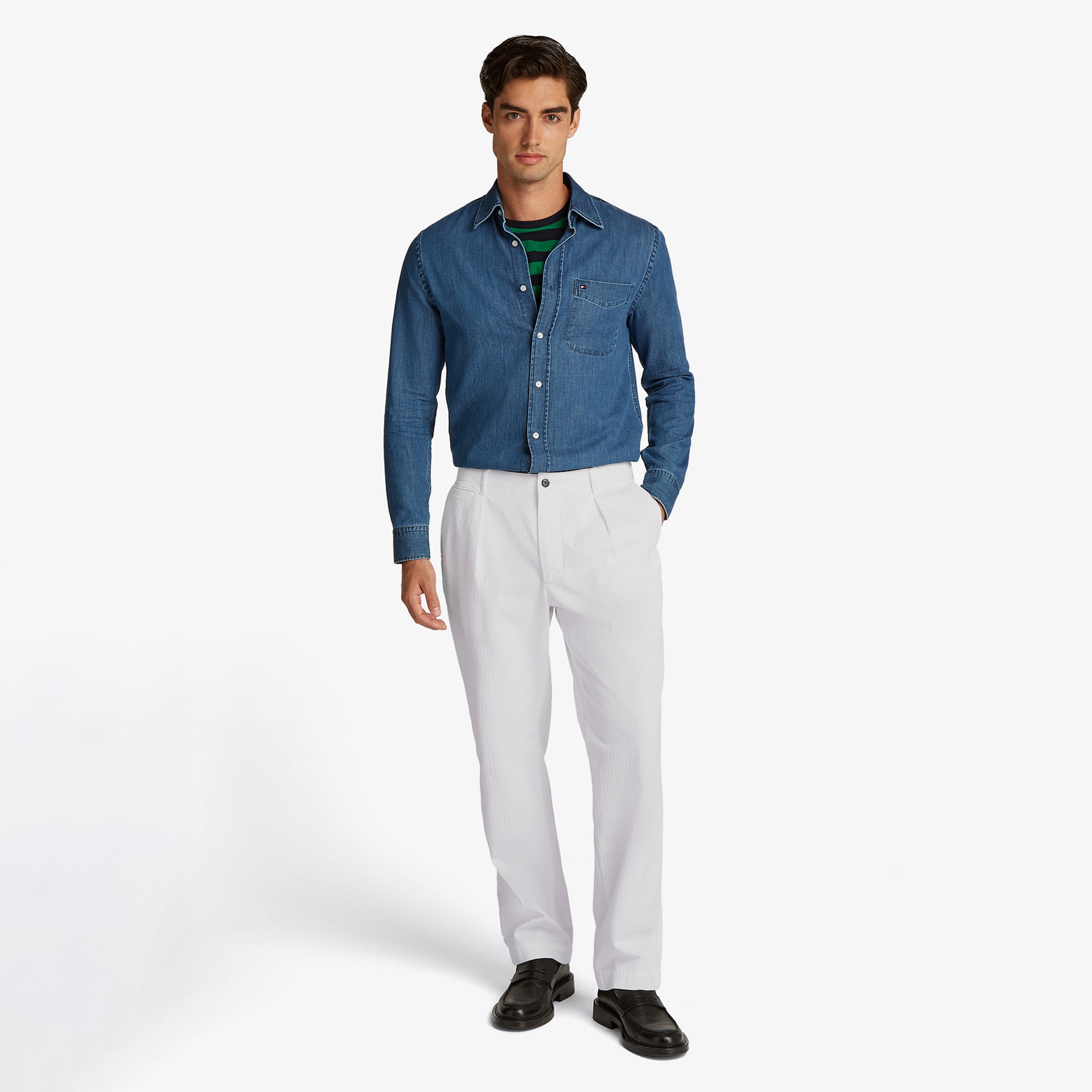 Tommy Hilfiger Murray Herringbone Chino Erkek Beyaz Pantolon