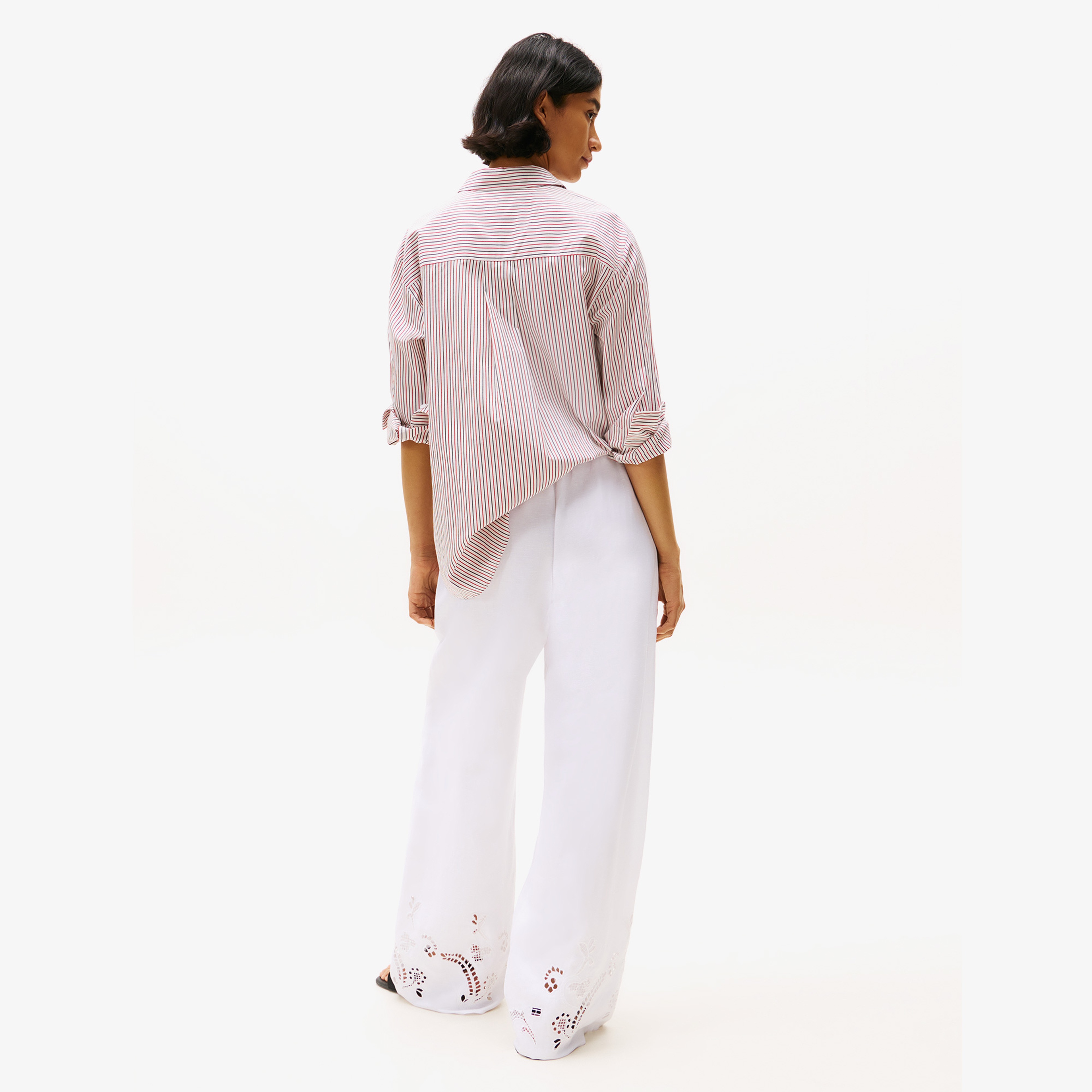 Tommy Hilfiger Broderie Anglaise LinenKadın Beyaz Pantolon