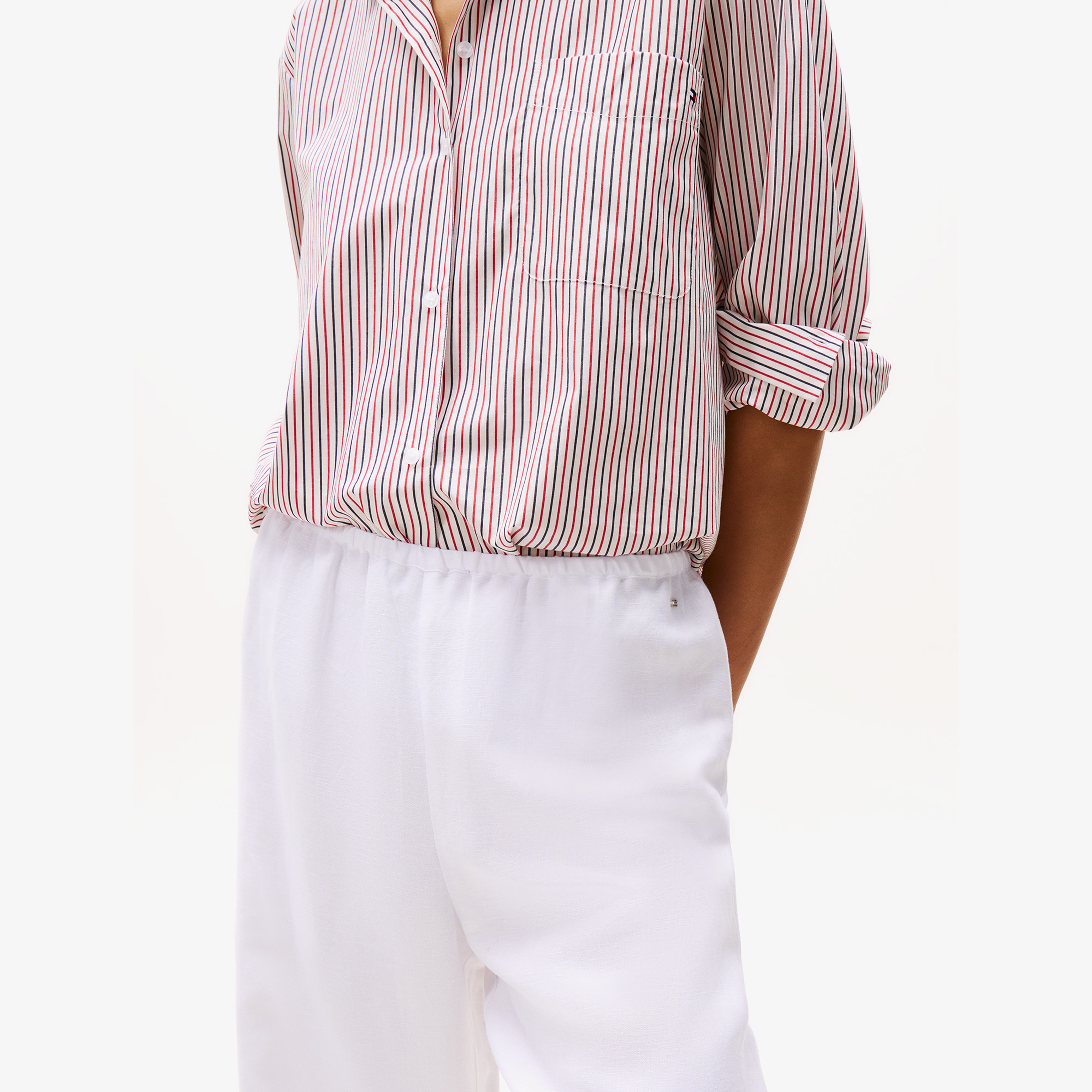 Tommy Hilfiger Broderie Anglaise LinenKadın Beyaz Pantolon