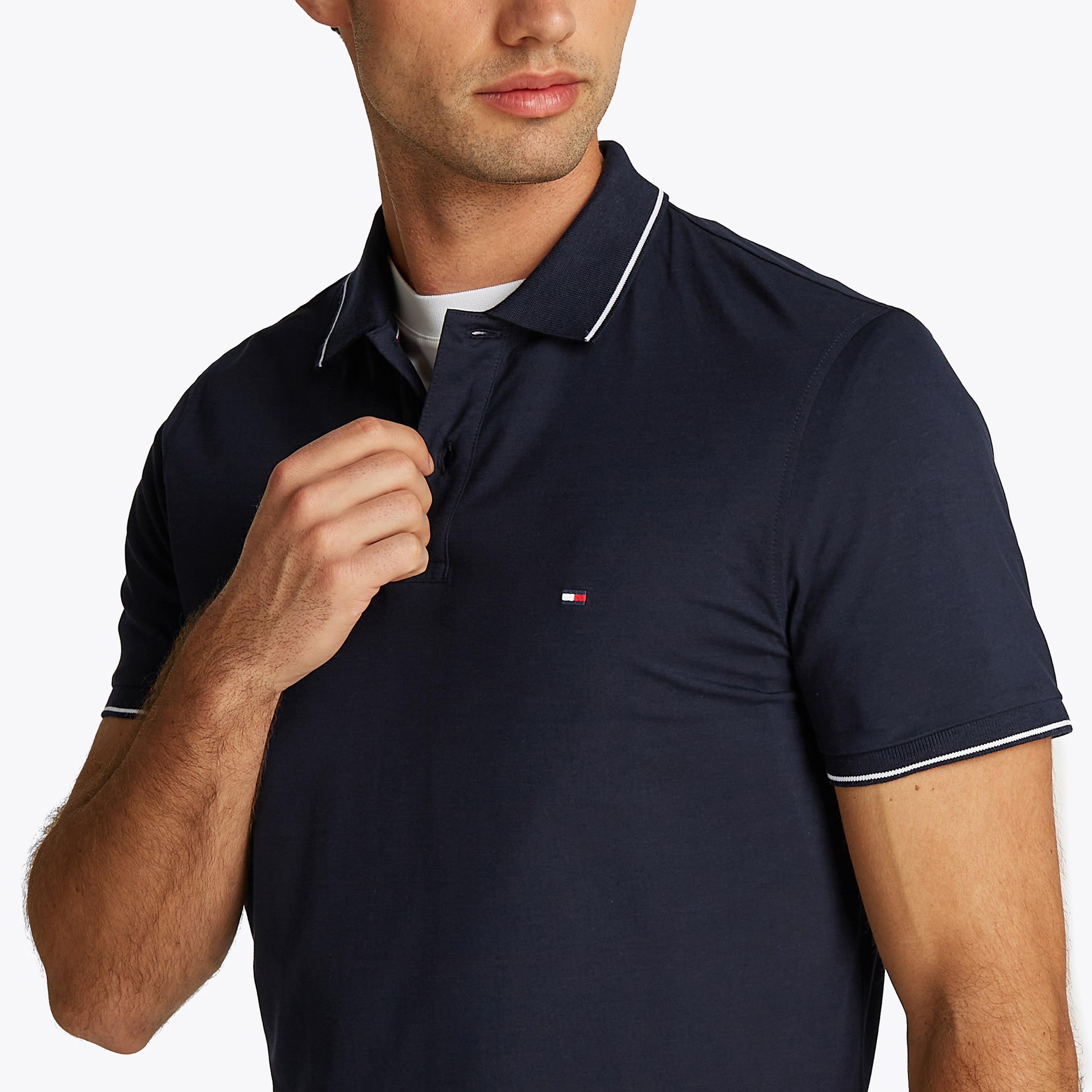 Tommy Hilfiger Erkek Gri Polo
