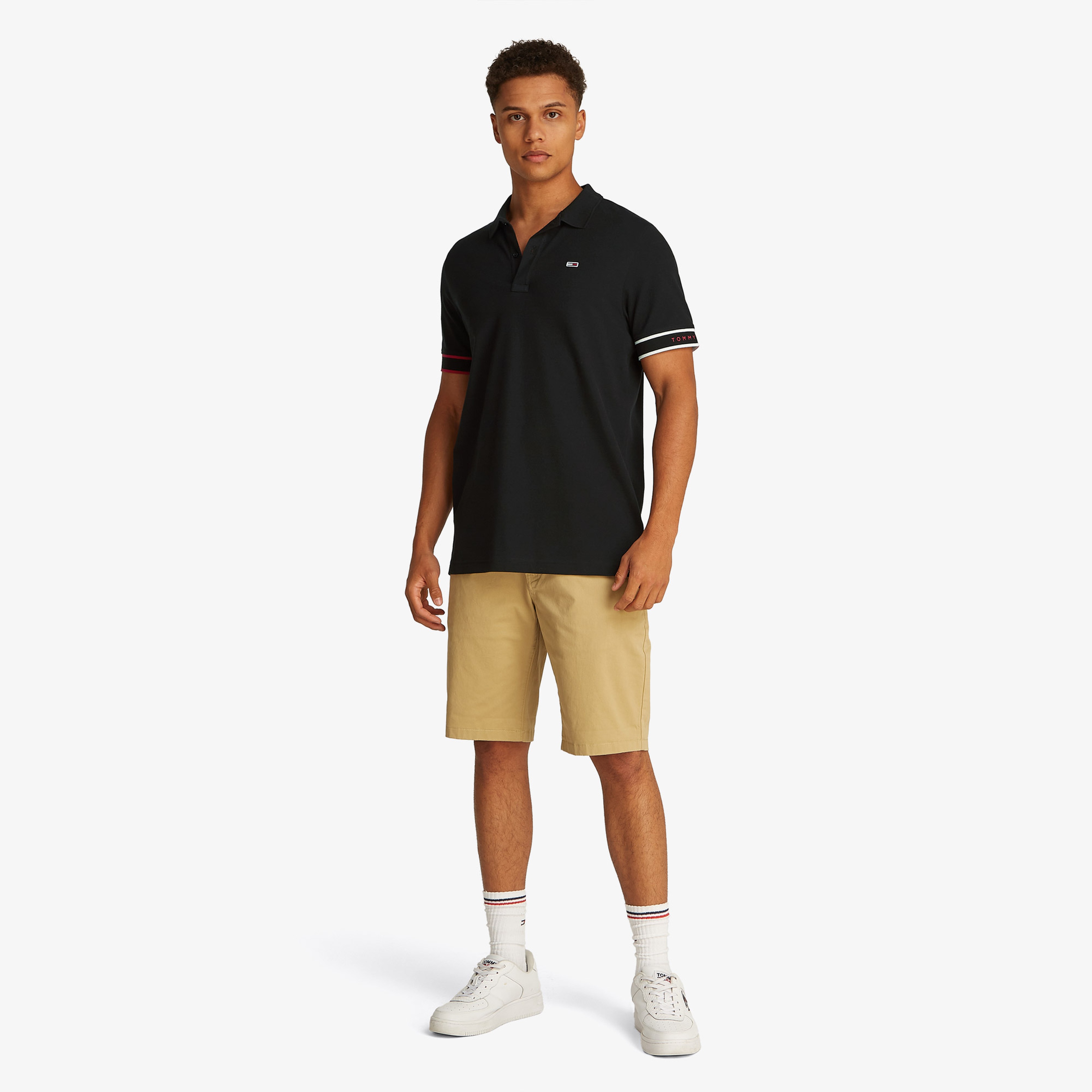 Tommy Jeans Slim Flag Cuff Ext Erkek Siyah Polo